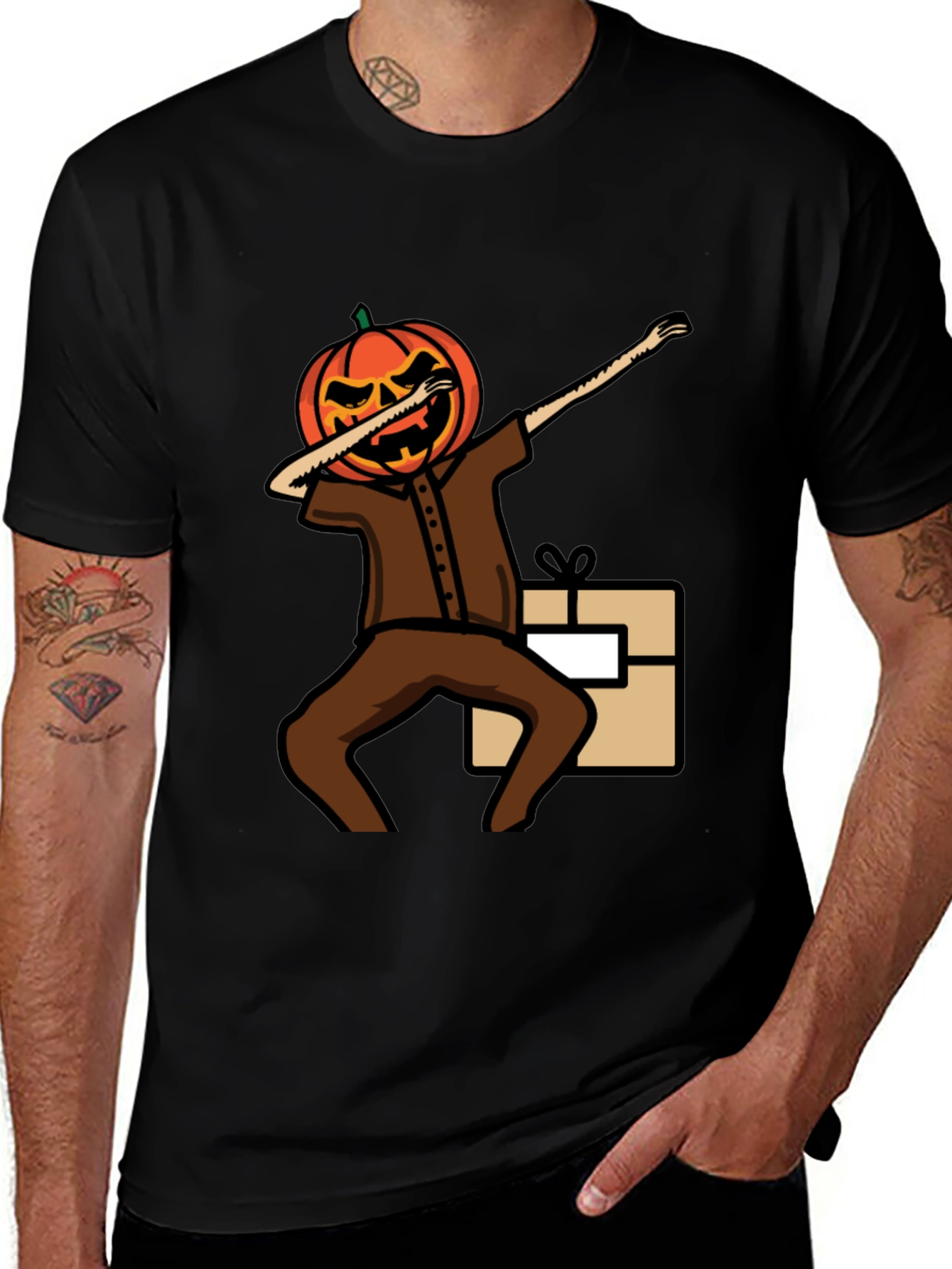 Variant 16 of Pumpkin Head Dabbing Graphic T-Shirt
