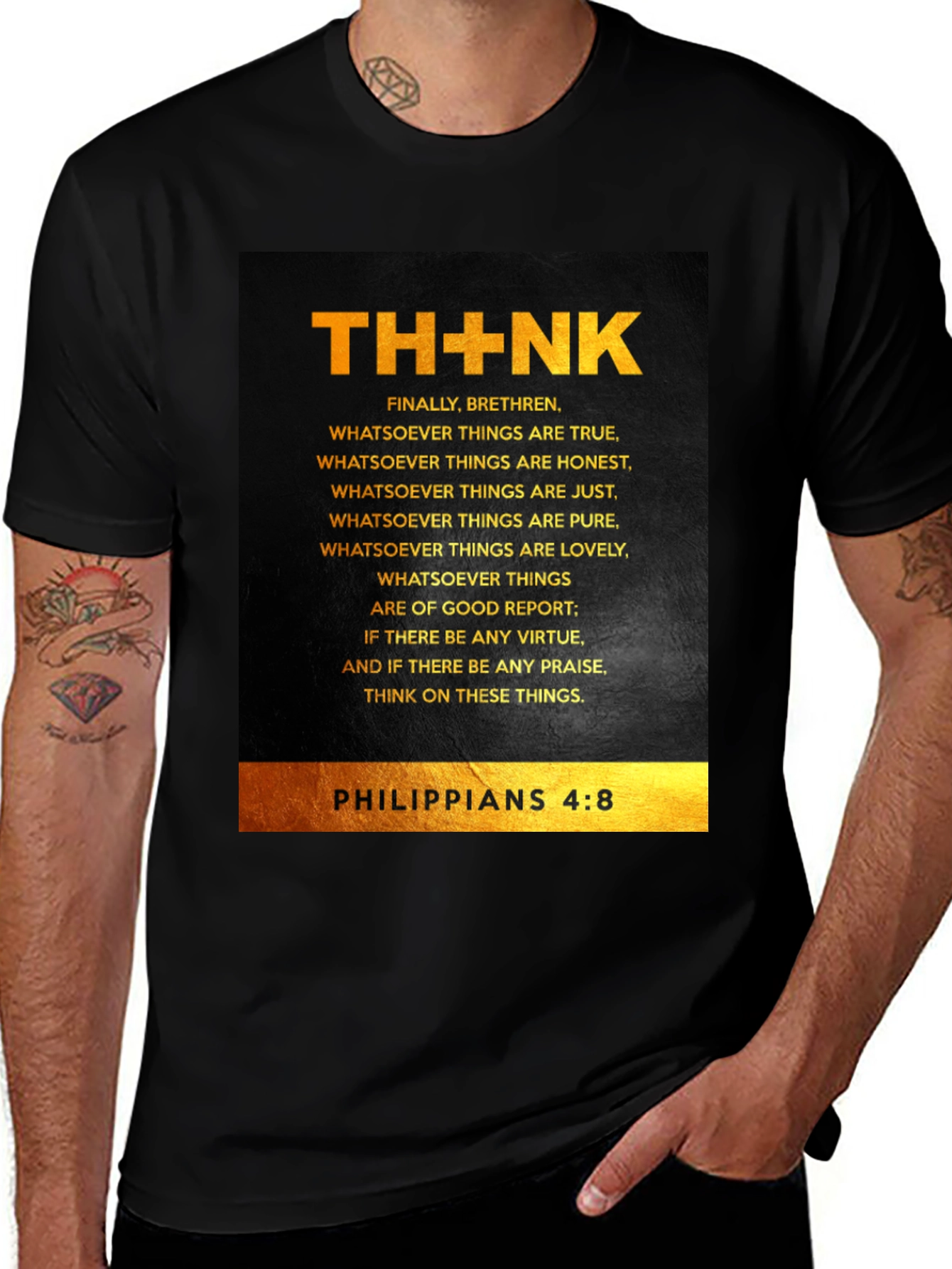 THINK Philippians 4:8 Christian T-Shirt