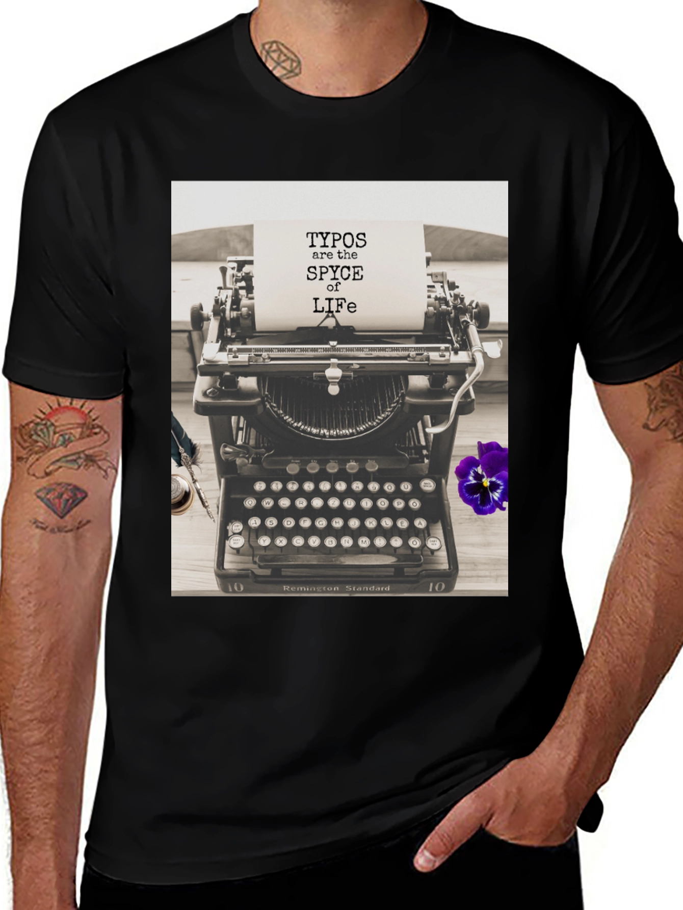 Variant 9 of Vintage Typewriter Graphic Tee - "Typos are the SPYCE of LIFE"