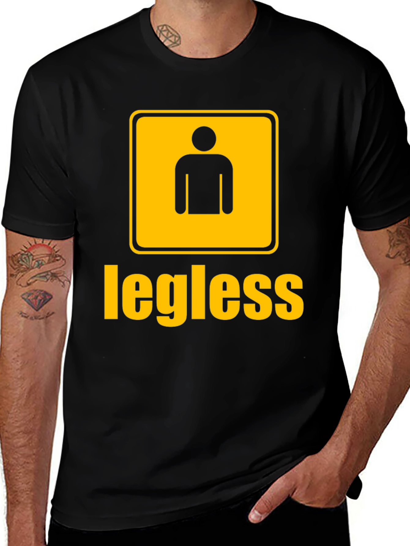 Variant 24 of Legless Humor Graphic Tee - Black Crew Neck T-Shirt