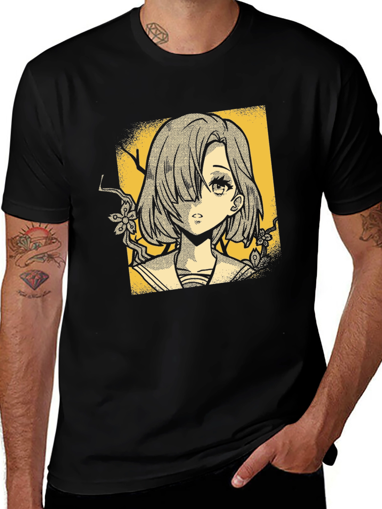 Variant 5 of Anime Girl Graphic T-Shirt - Stylish Black Tee