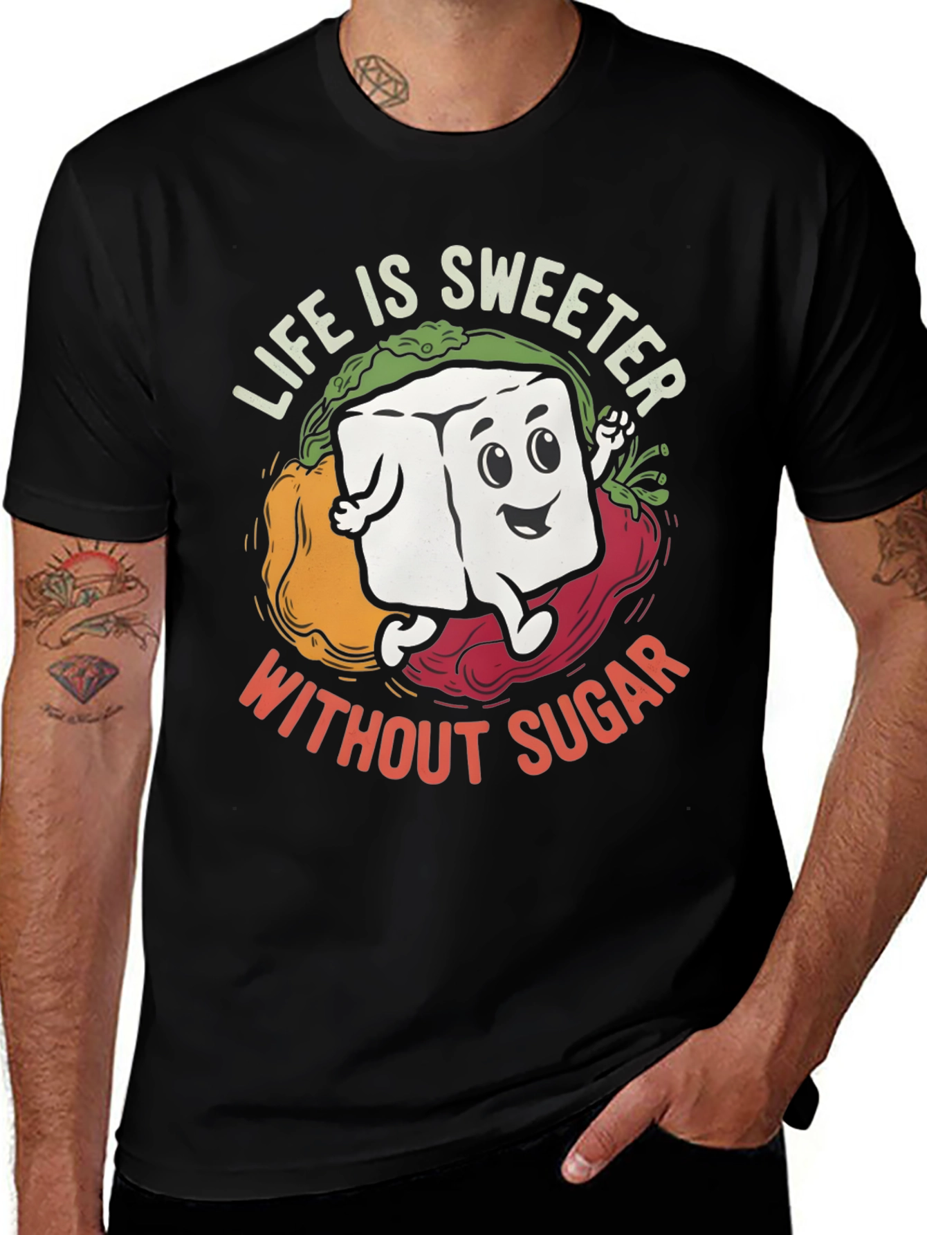 Variant 2 of Life Is Sweeter Without Sugar Graphic T-Shirt
