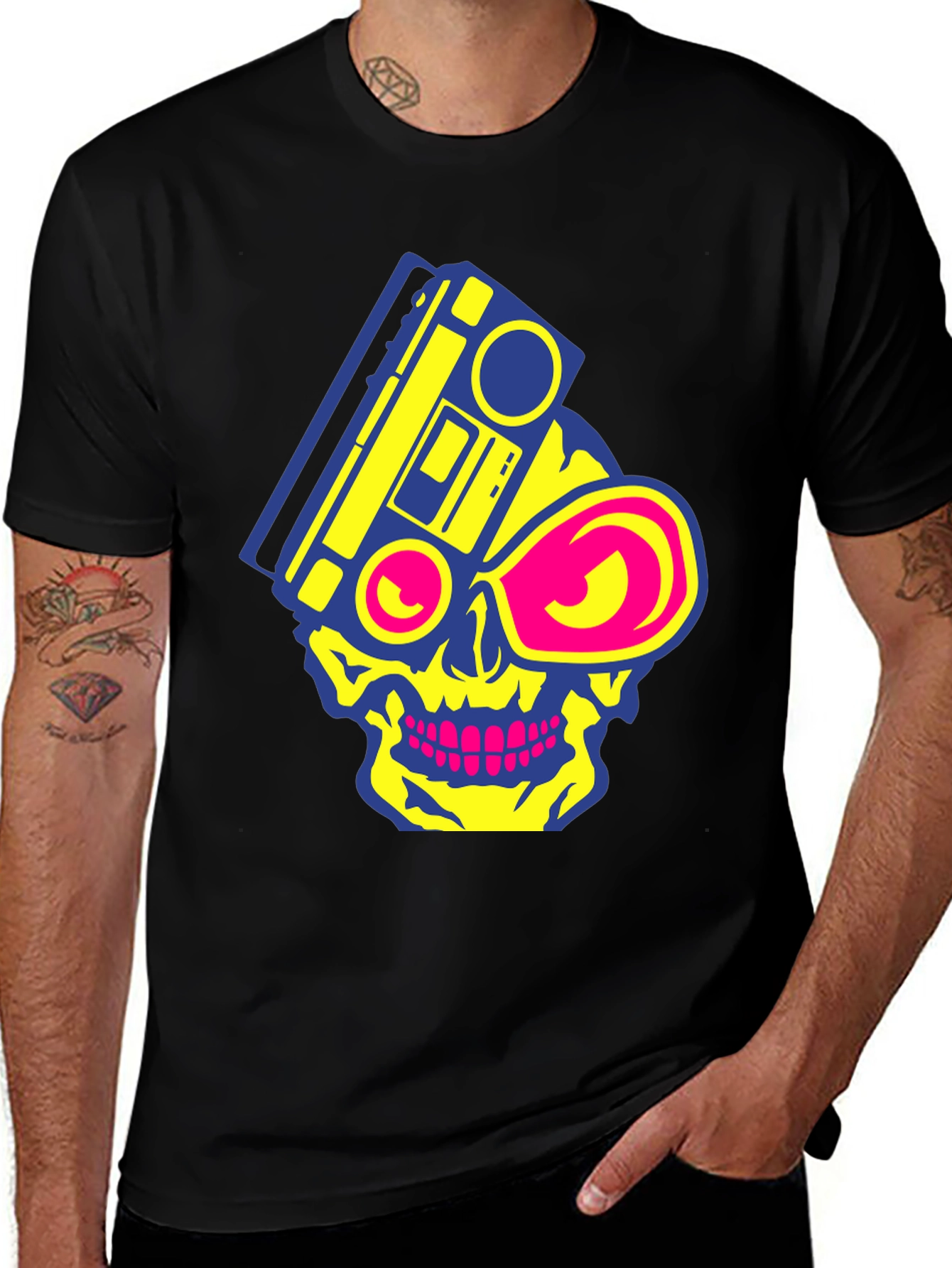 Variant 21 of Skull Boombox Graphic Tee - Retro Music Style
