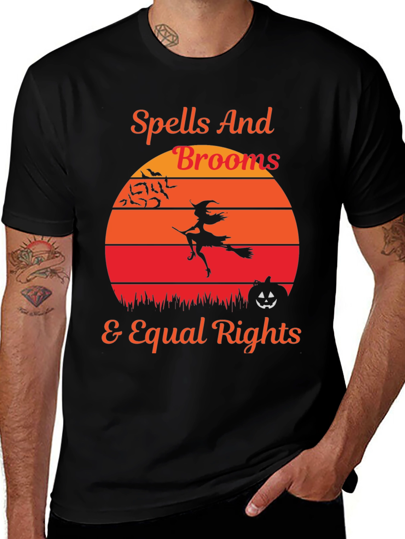 Spells Brooms & Equal Rights T-Shirt - Halloween Witch Design