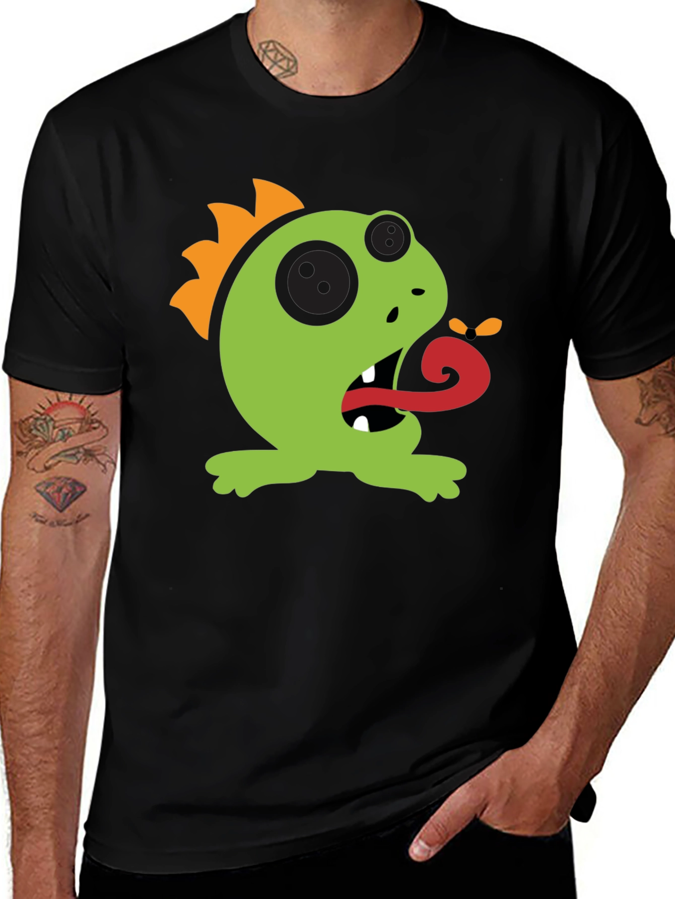 Black Cartoon Monster Graphic Tee - Black main image