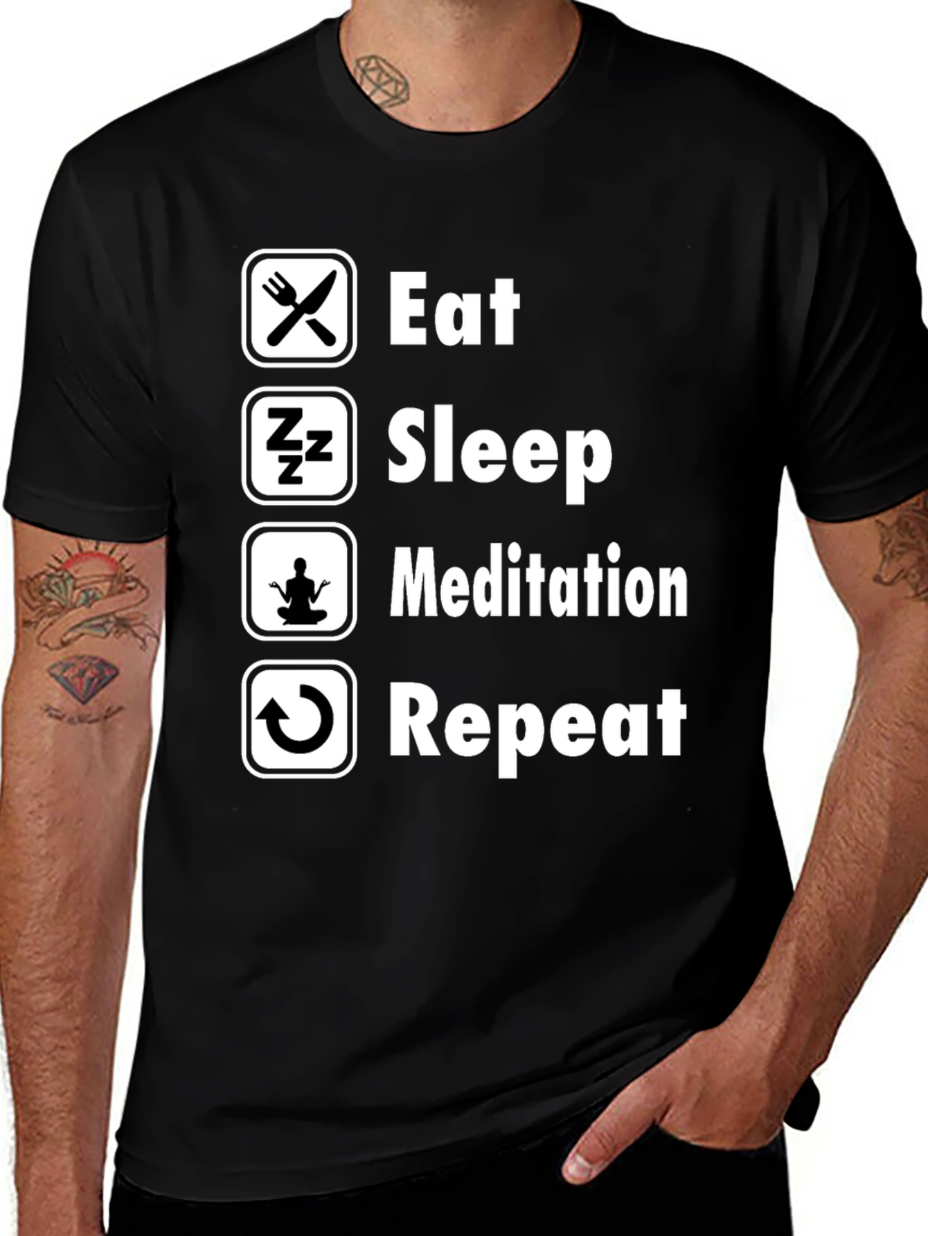 Variant 6 of Eat Sleep Meditation Repeat Graphic Tee