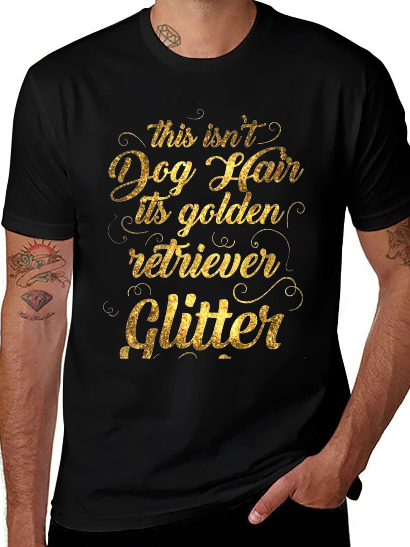 Variant 13 of Golden Retriever Glitter Dog Hair T-Shirt