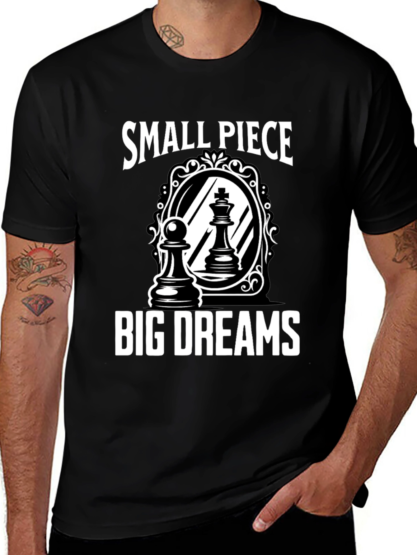 Variant 4 of Small Piece Big Dreams Chess T-Shirt