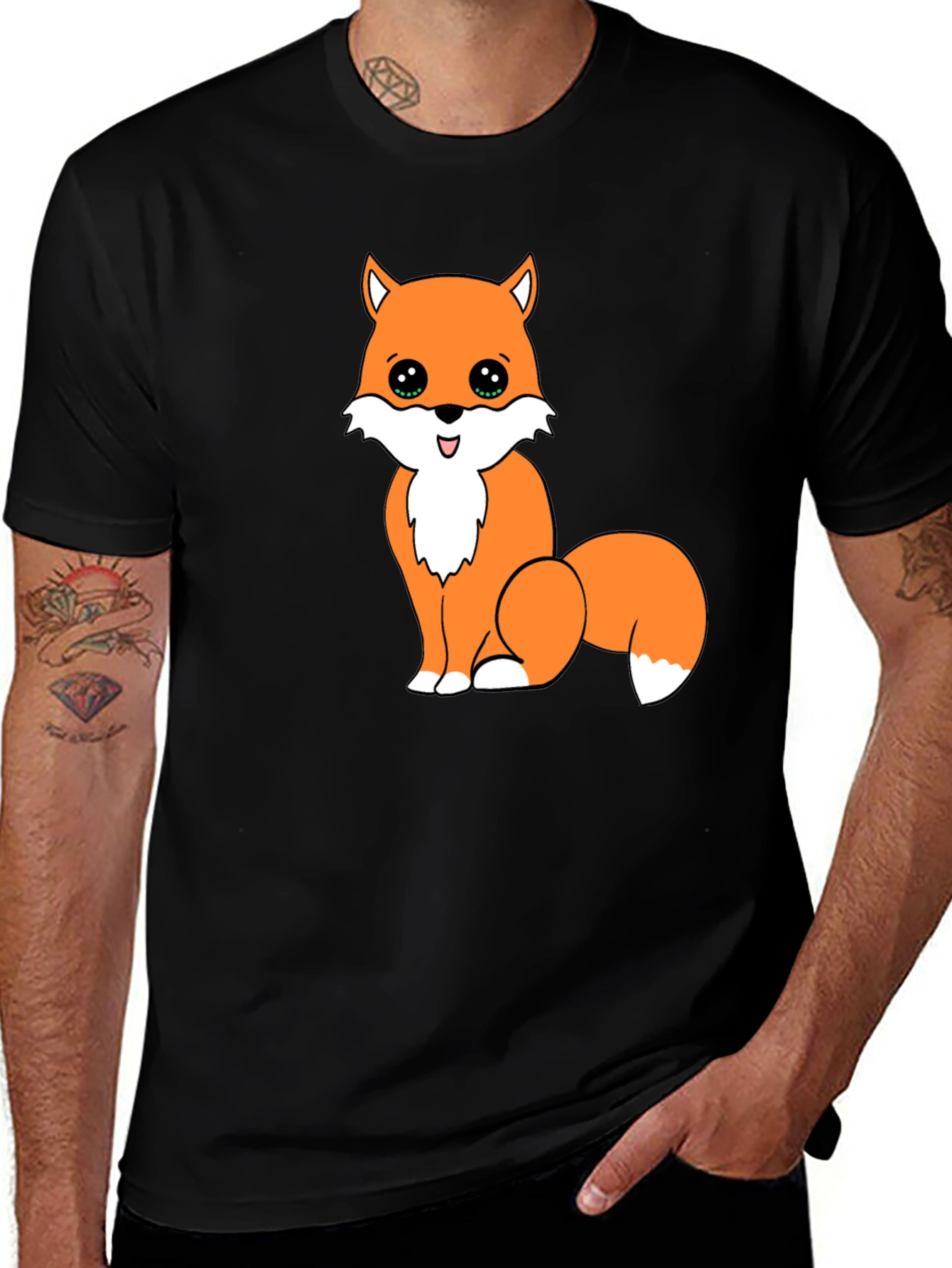 Variant 7 of Cute Fox Graphic Tee - Black Unisex T-Shirt