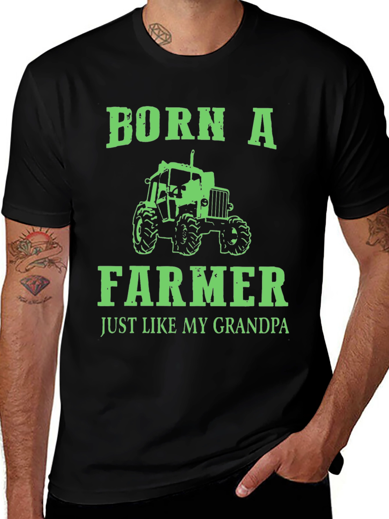 Born a Farmer Tractor T-Shirt Grandpa Farm Life