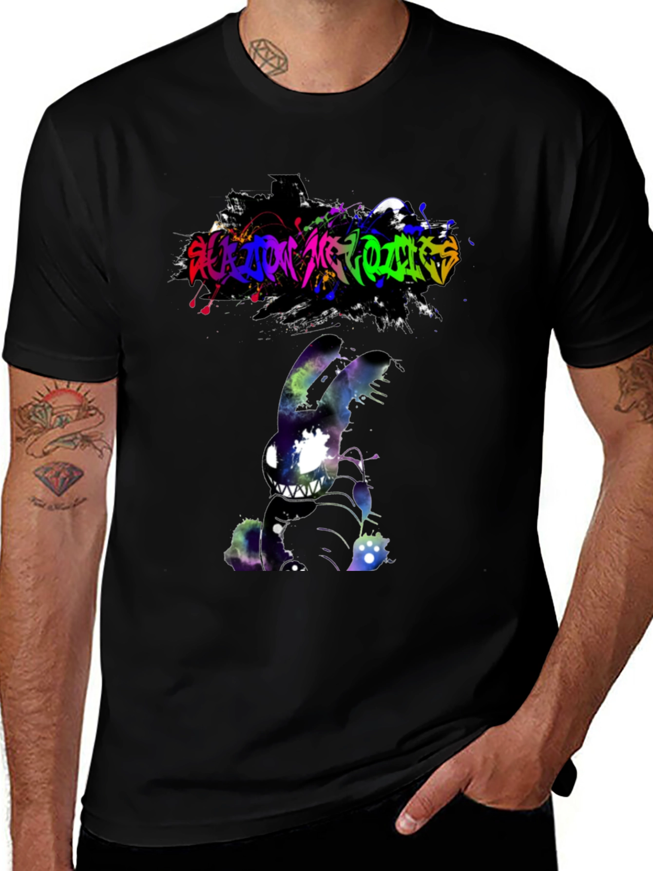 Black Cosmic Nightmare Bunny Graphic Tee - Unique Design main image