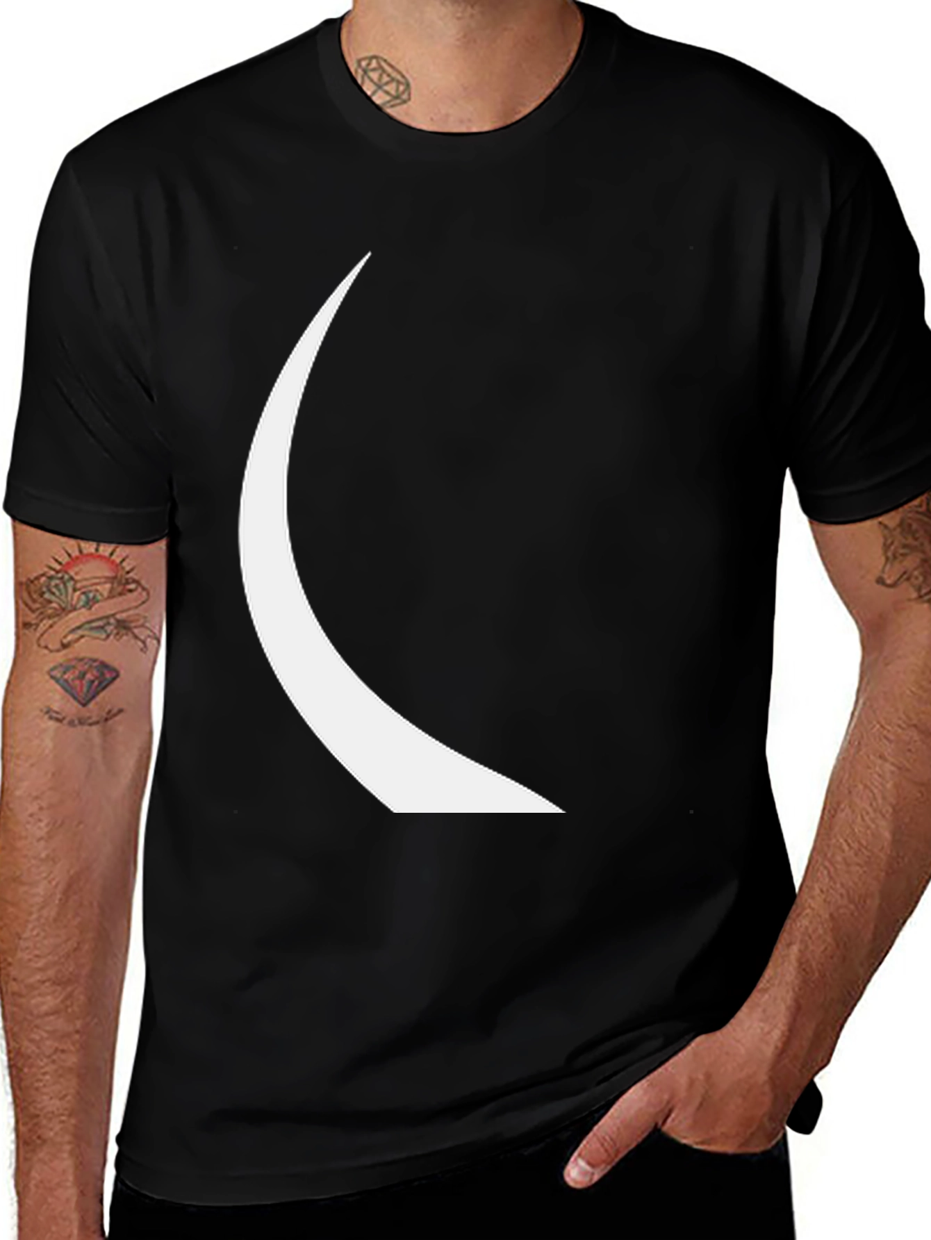 Variant 15 of Minimalist Crescent Moon Black T-Shirt