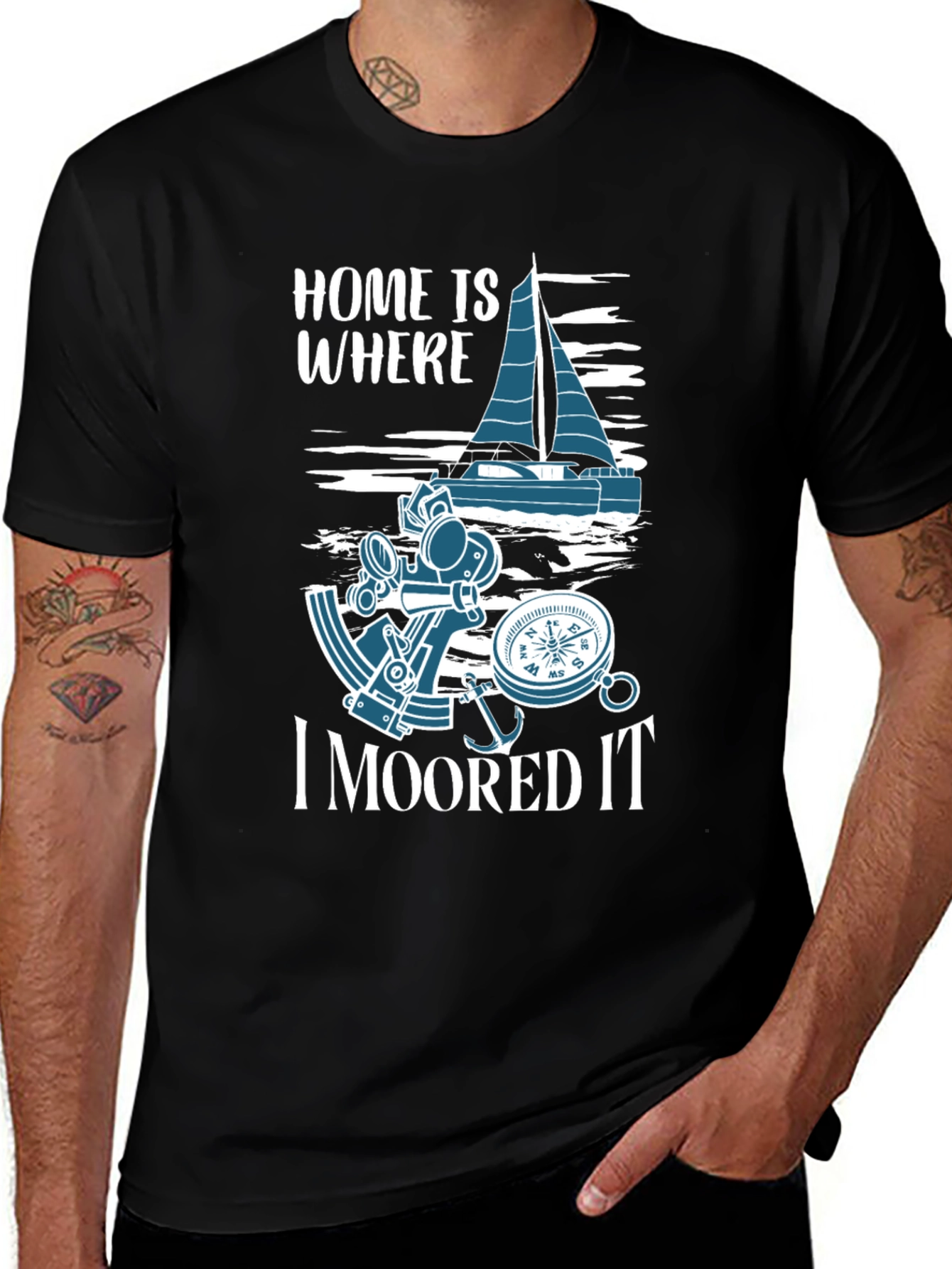 Variant 28 of Home is Where I Moored It - Nautical T-Shirt
