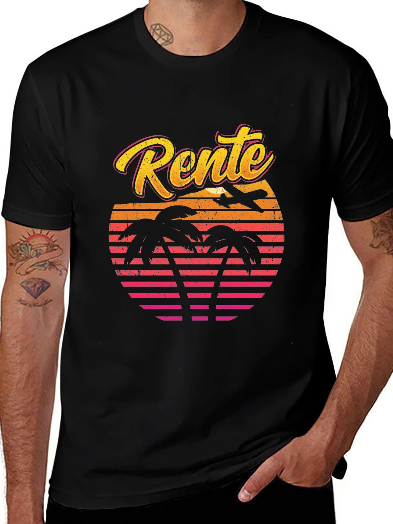 Variant 30 of Rente Sunset Palm T-Shirt - Retirement Gift