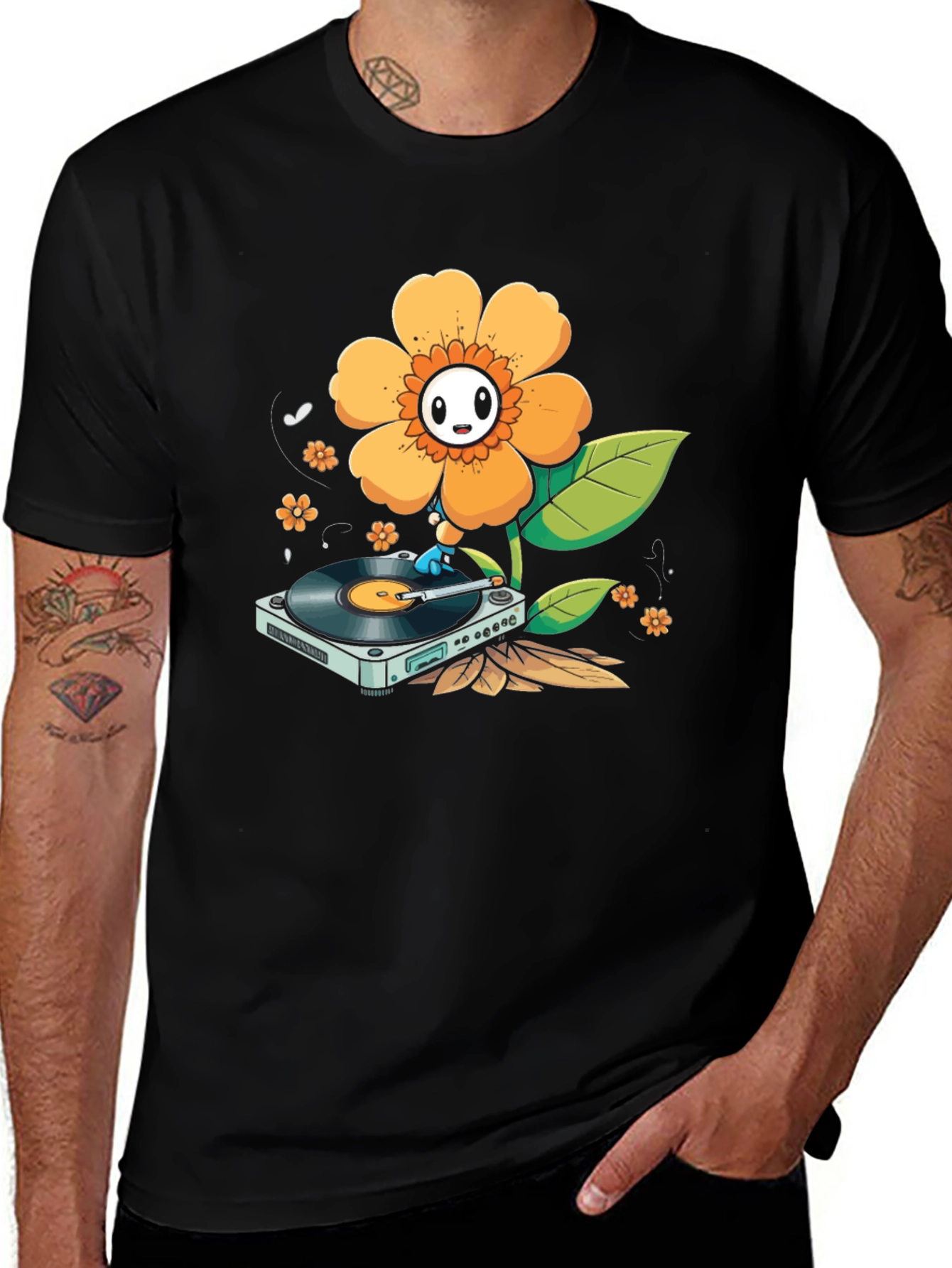 Variant 8 of Groovy Flower Turntable T-Shirt