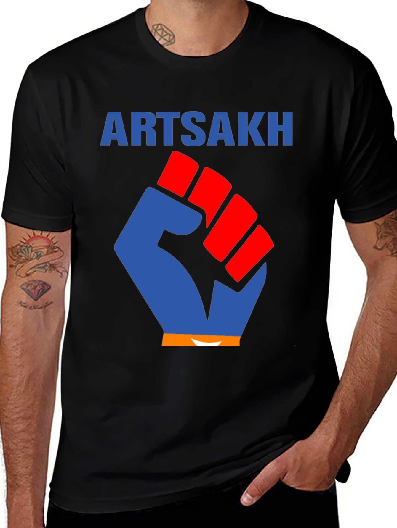 Variant 7 of Artsakh Fist Graphic Tee - Black Cotton T-Shirt