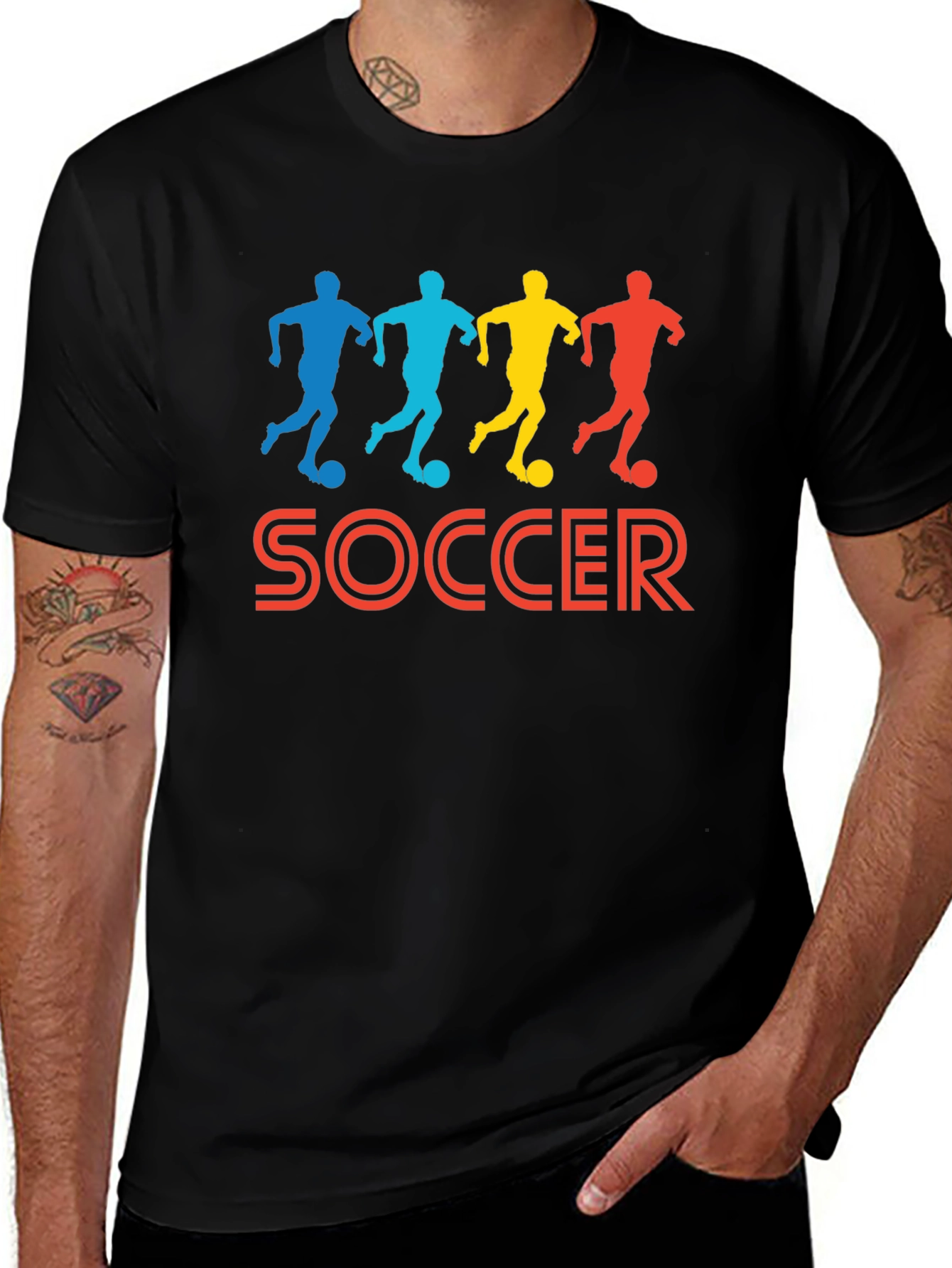 Variant 22 of Soccer Player Graphic Tee - Black Cotton T-Shirt
