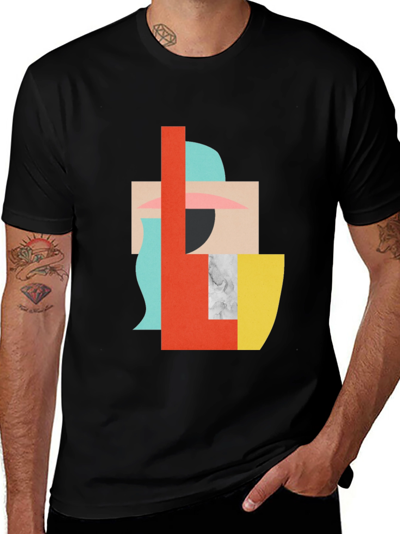 Variant 2 of Abstract Geometric Graphic Tee - Modern Art Shirt