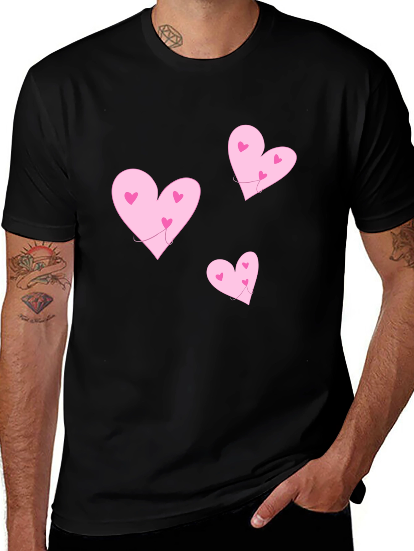 Variant 19 of Hearts T-Shirt - Black Crew Neck