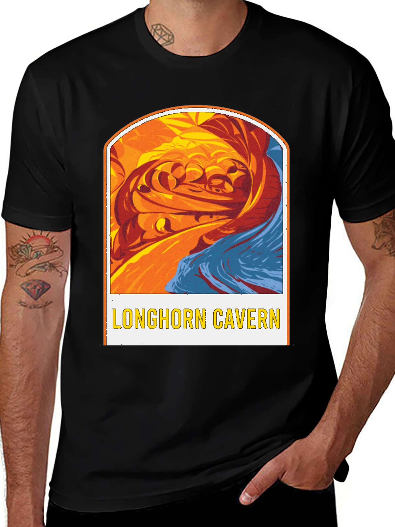 Variant 6 of Longhorn Cavern Graphic Tee - Black Cotton Blend