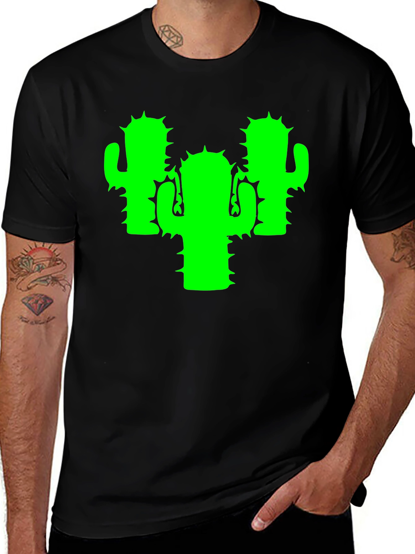 Variant 12 of Cactus Graphic Tee - Black Cotton T-Shirt