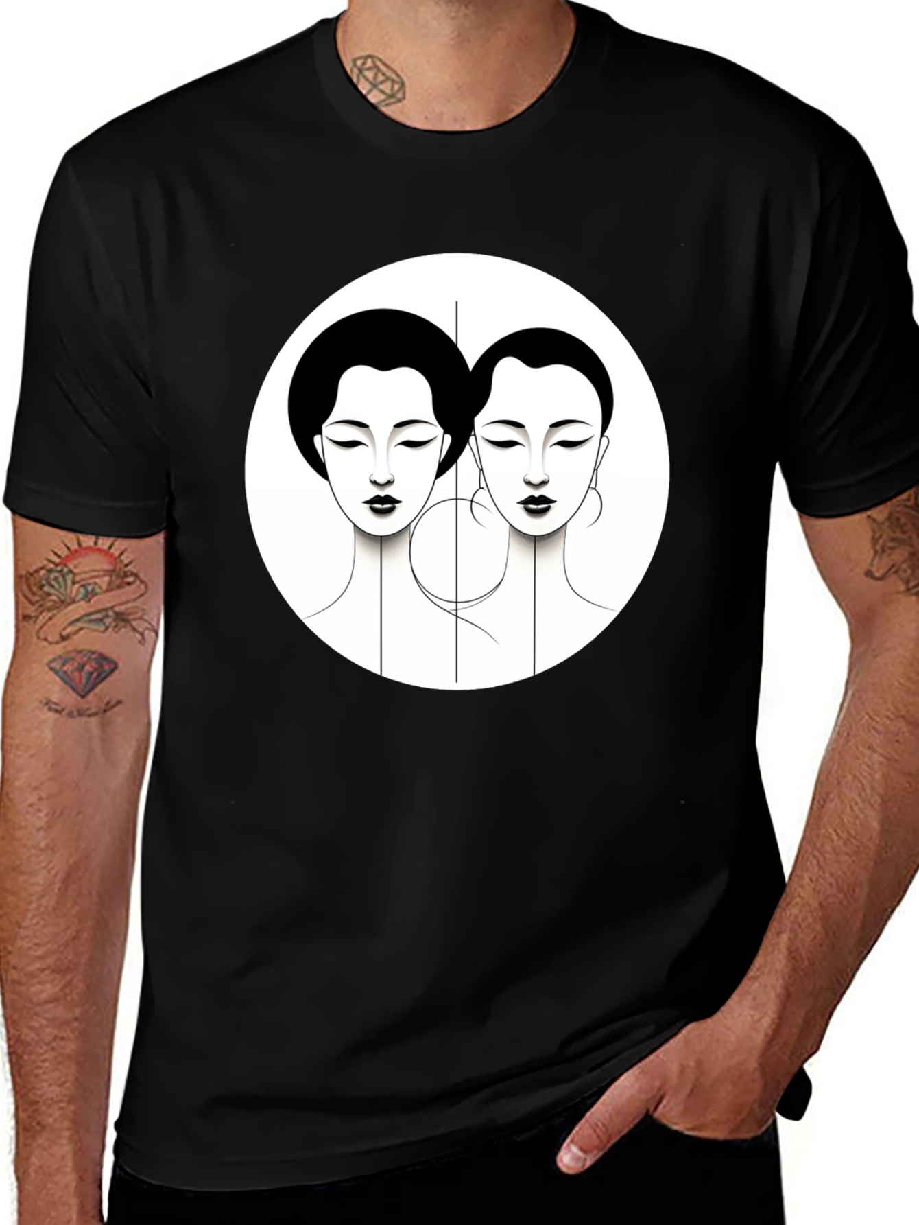 Variant 2 of Art Deco Ladies Graphic Tee - Black Unisex T-Shirt