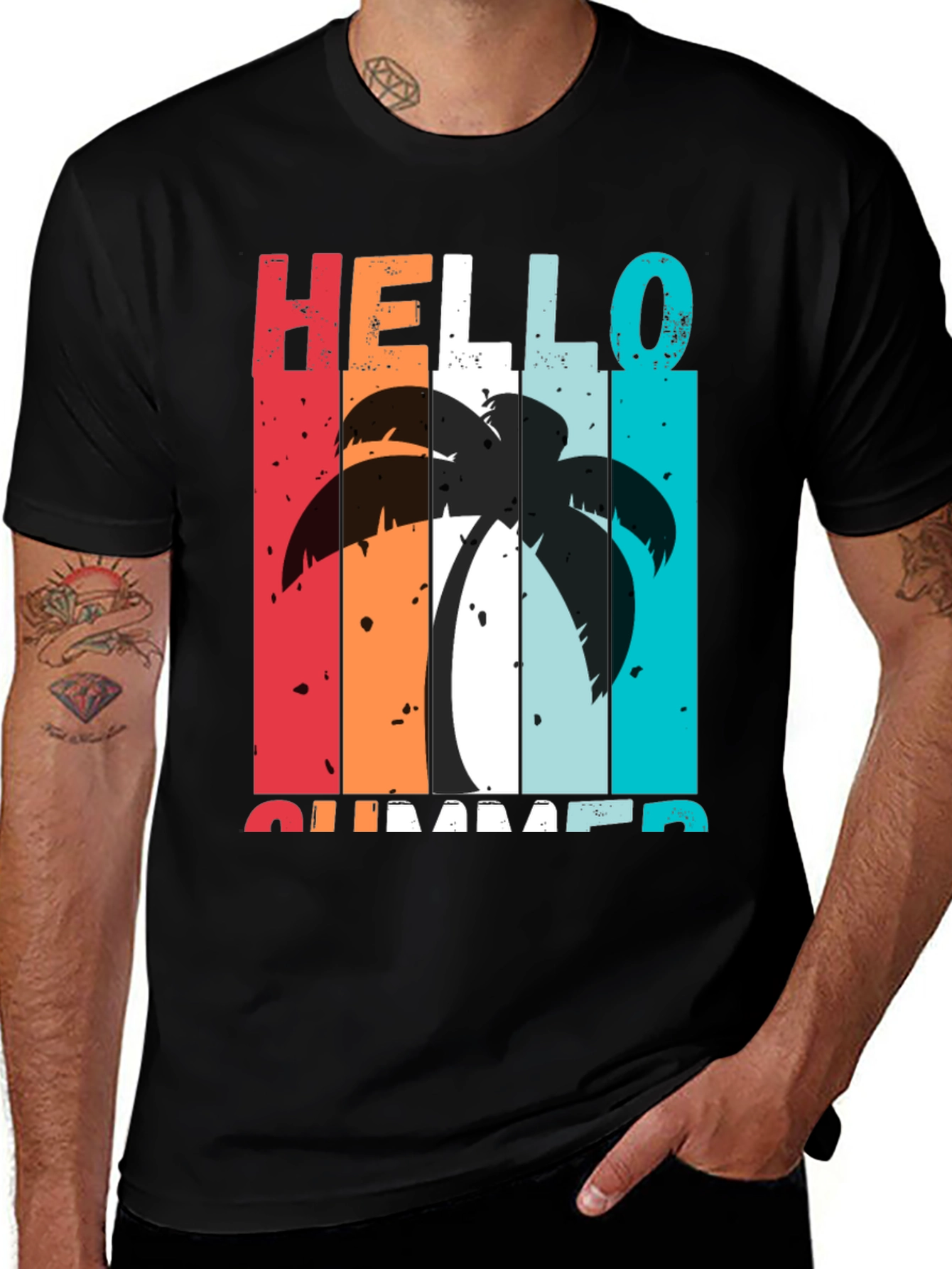 Variant 15 of Hello Summer Palm Tree Graphic Tee