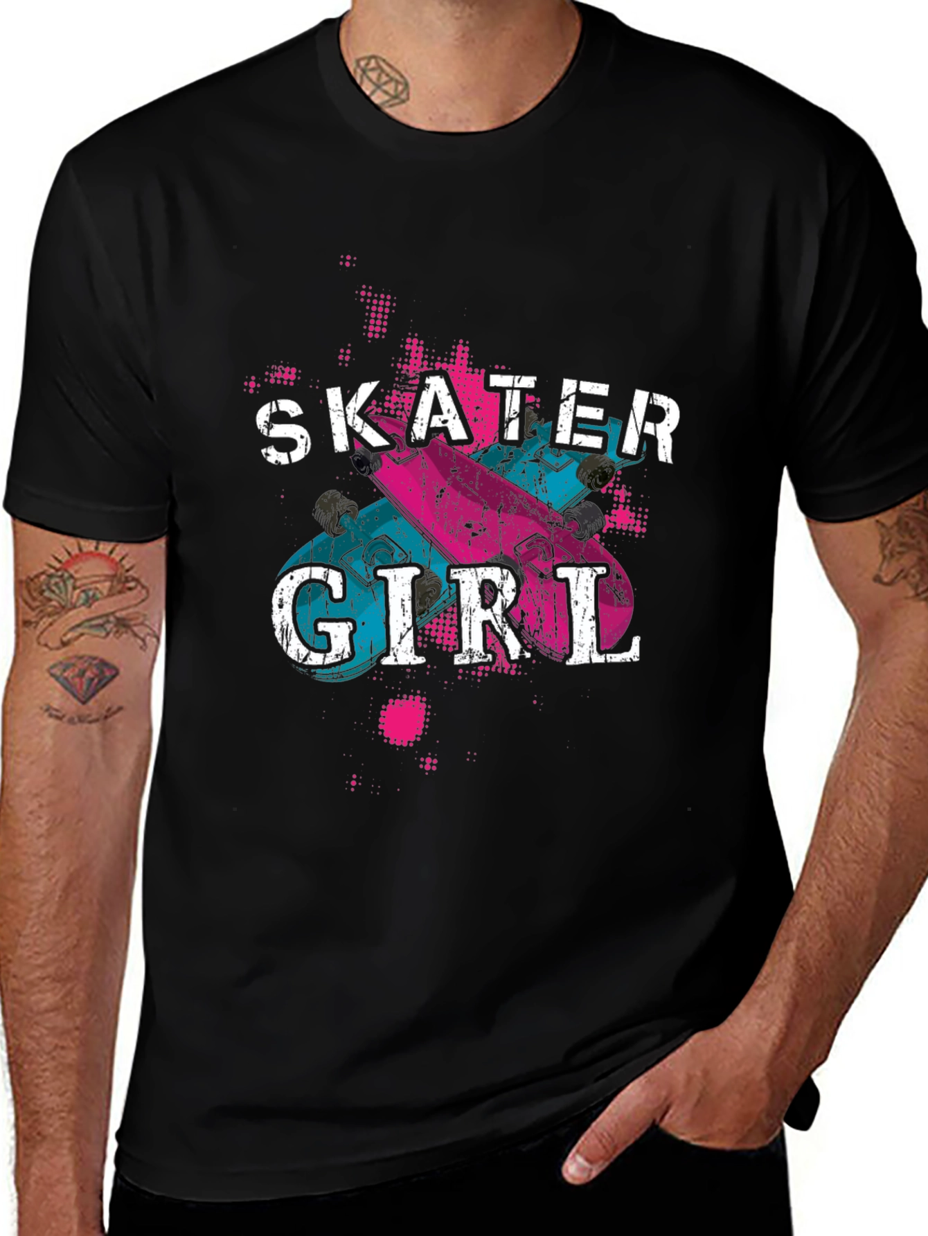 Variant 25 of Skater Girl Graphic Tee - Trendy Black T-Shirt