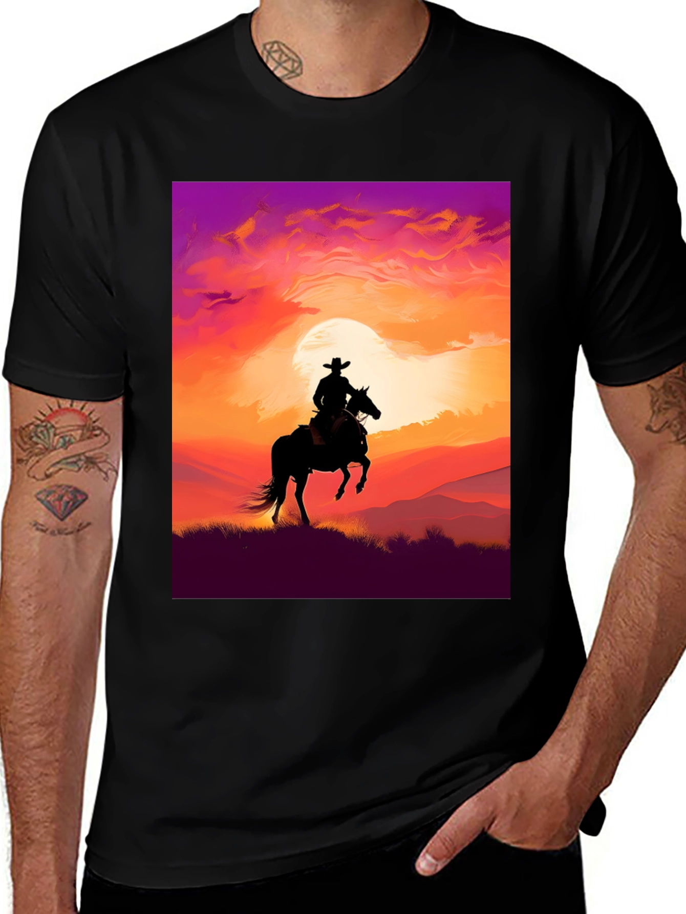 Variant 26 of Silhouette Cowboy Sunset T-Shirt