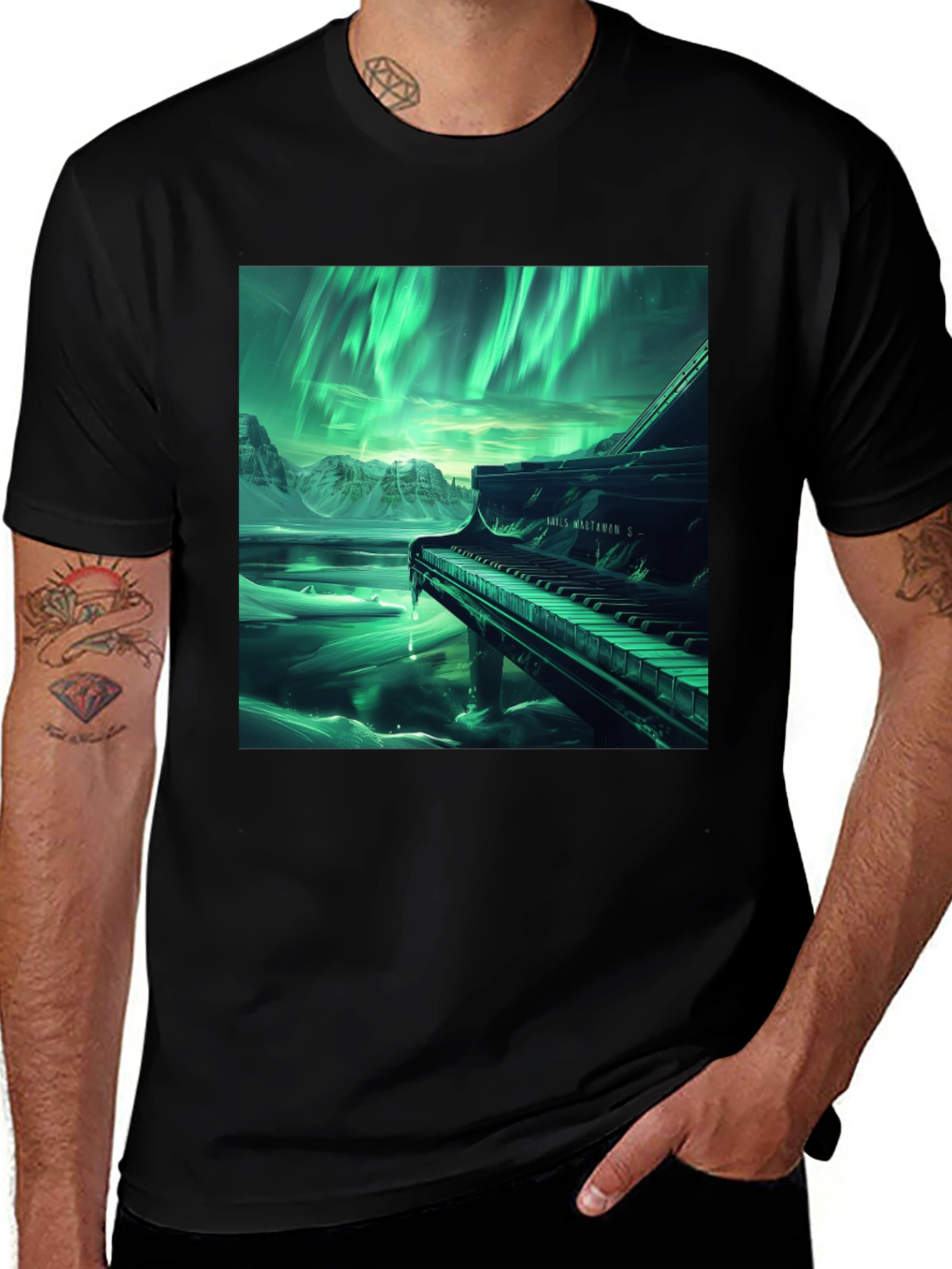 Variant 24 of Aurora Piano T-Shirt - Unique Graphic Tee