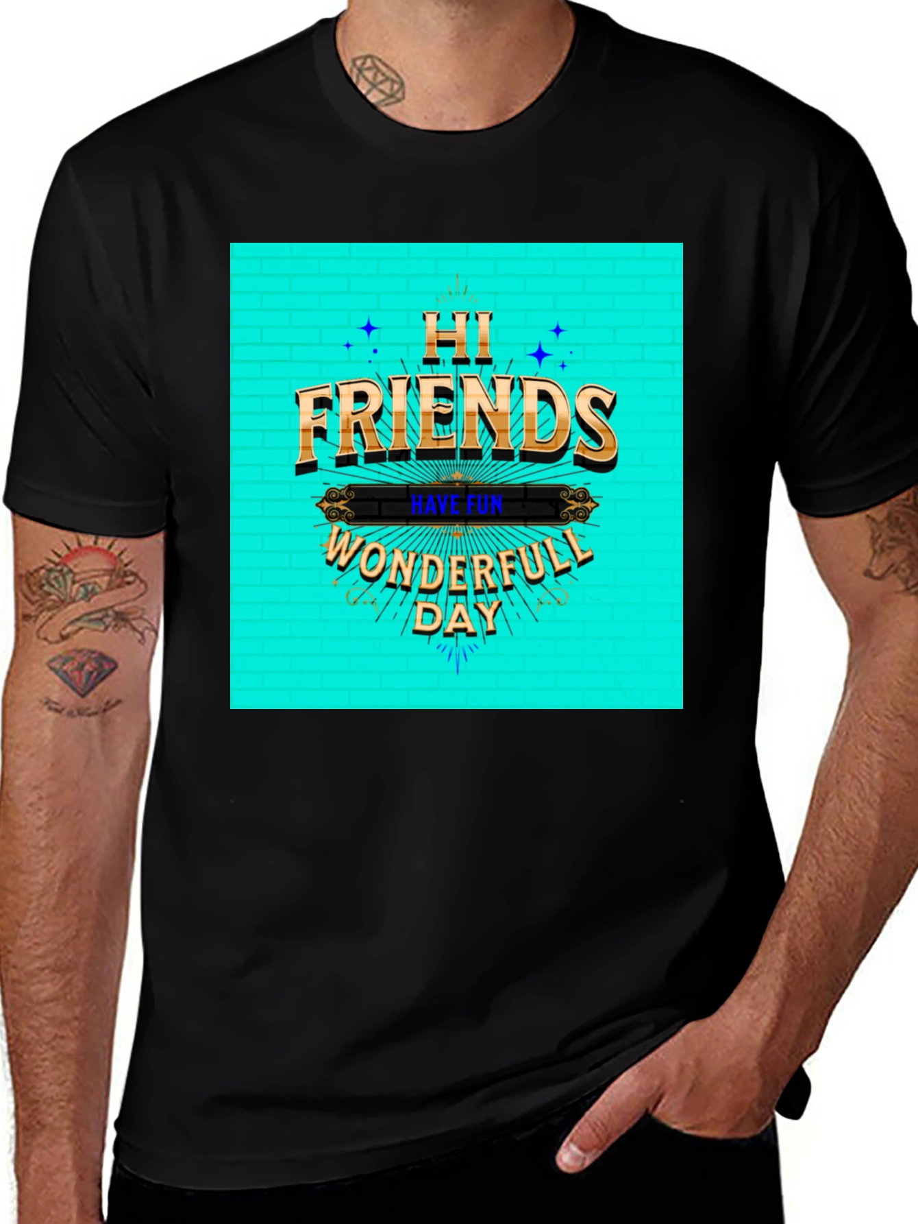 Variant 13 of Hi Friends Graphic Tee - Black