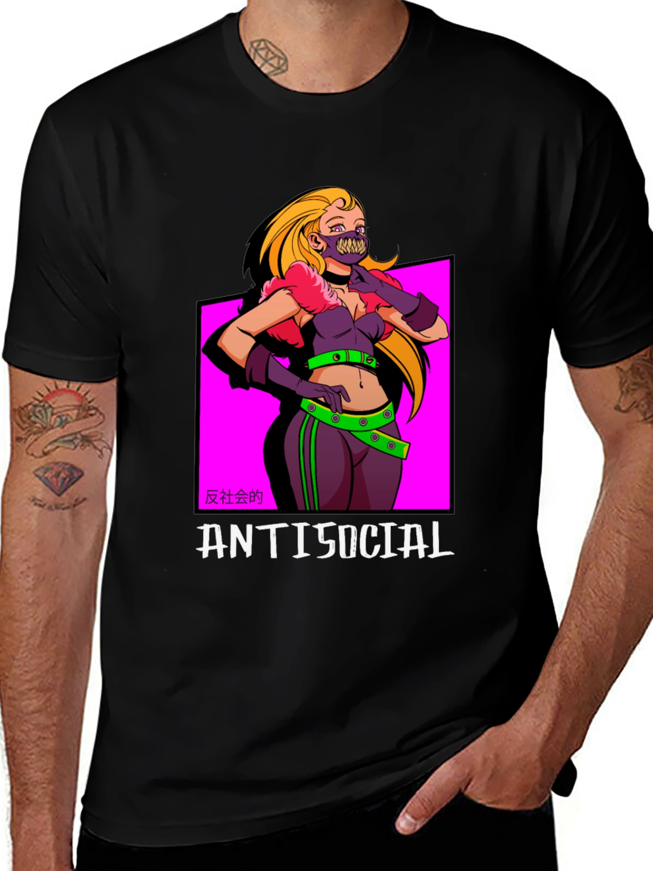 Variant 26 of Antisocial T-Shirt: Anime Girl Graphic Tee