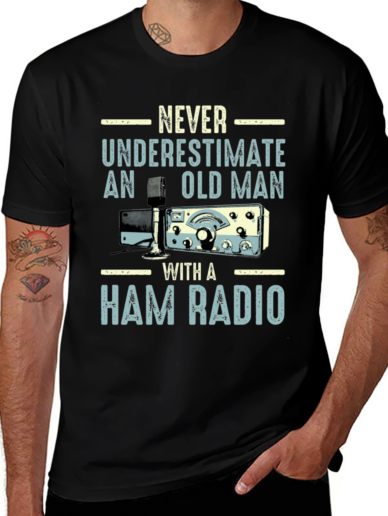 Black Ham Radio Old Man T-Shirt main image