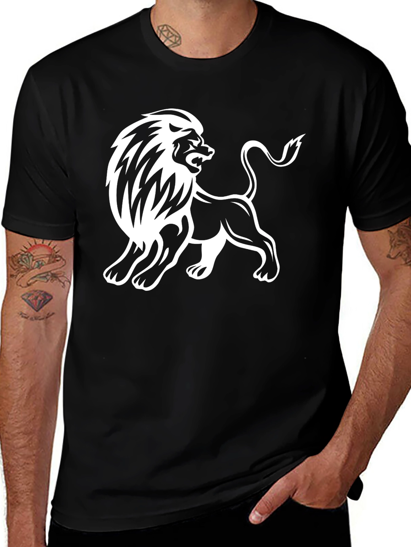 Variant 13 of Lion Graphic Black T-Shirt - Men's