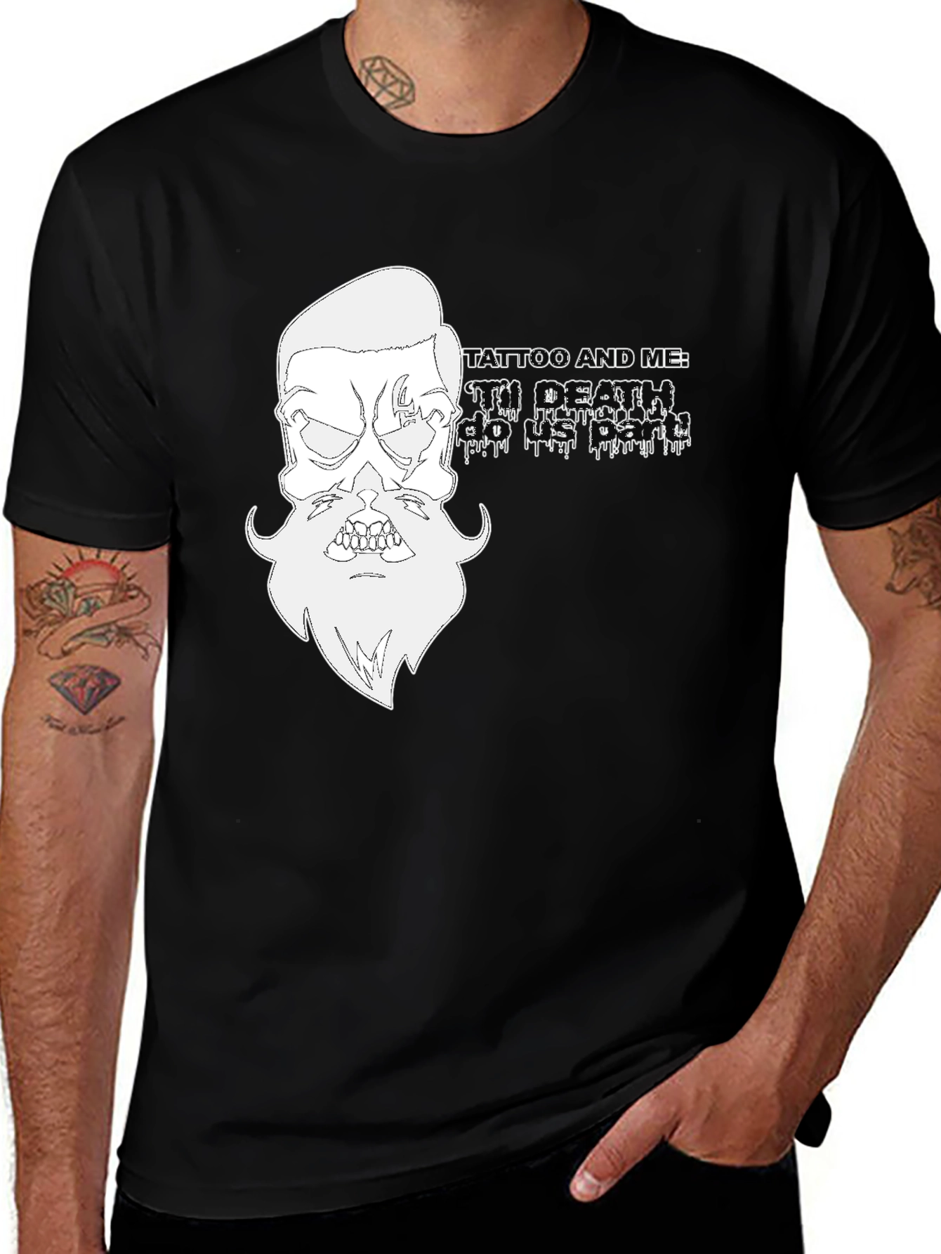 Variant 21 of Skull Tattoo T-Shirt - Till Death Do Us Part Graphic Tee