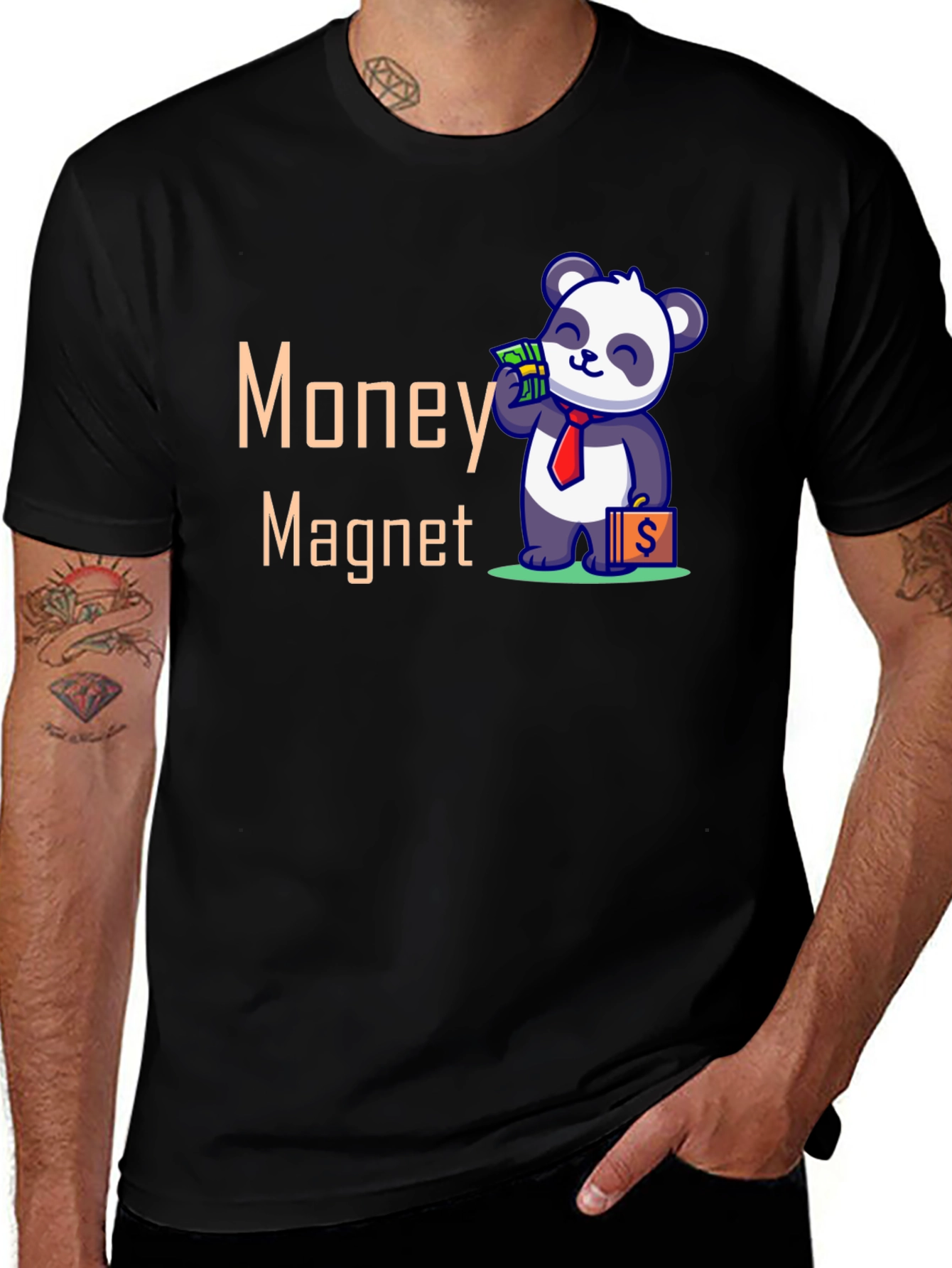 Money Magnet Panda T-Shirt - Black
