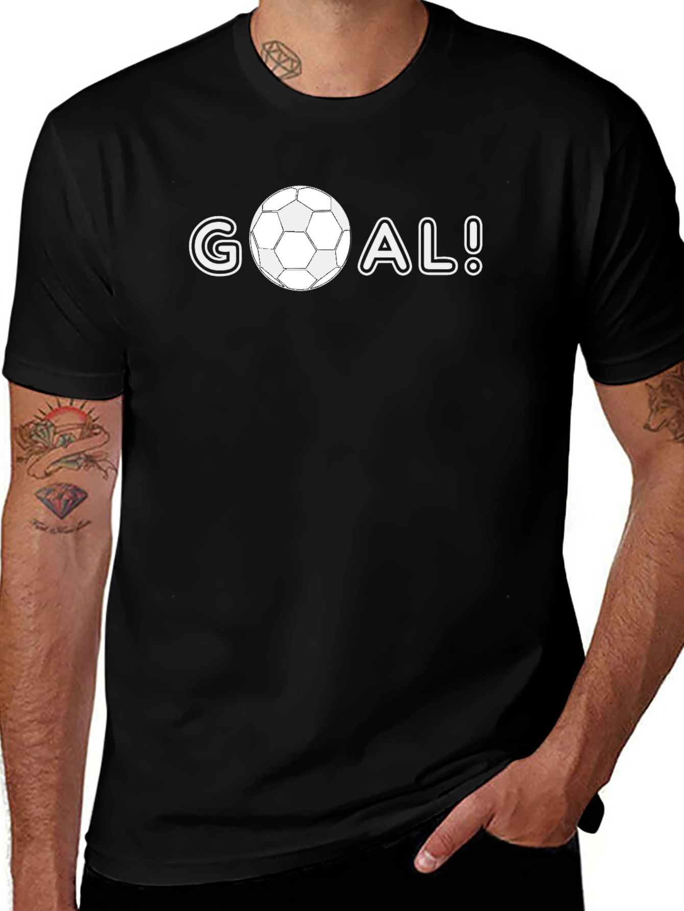 Variant 14 of GOAL! Soccer Ball Graphic Tee - Stylish Black T-Shirt