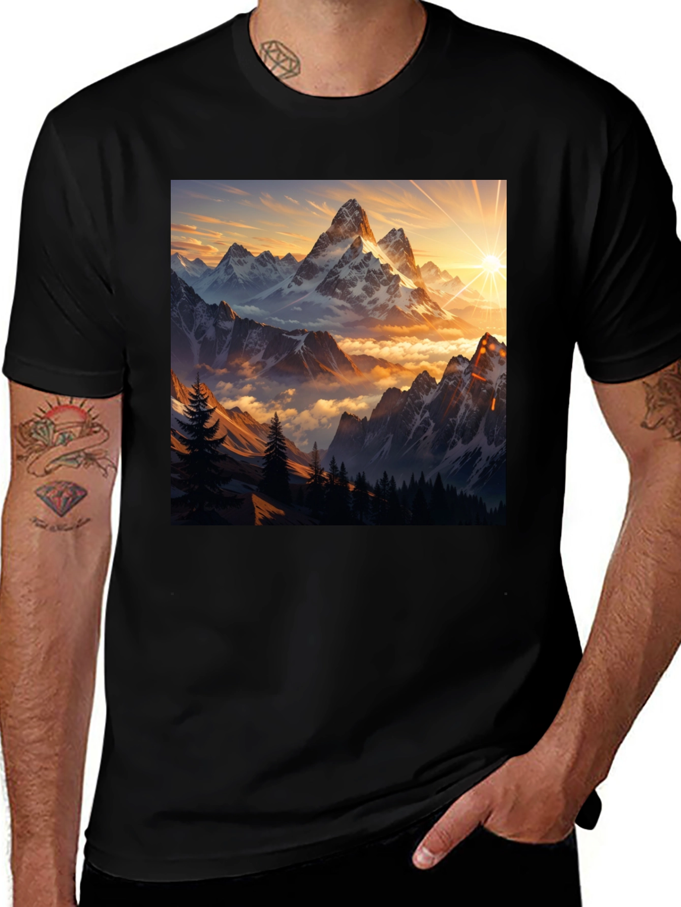 Variant 15 of Mountain Sunset Graphic Tee - Nature Inspired Design
