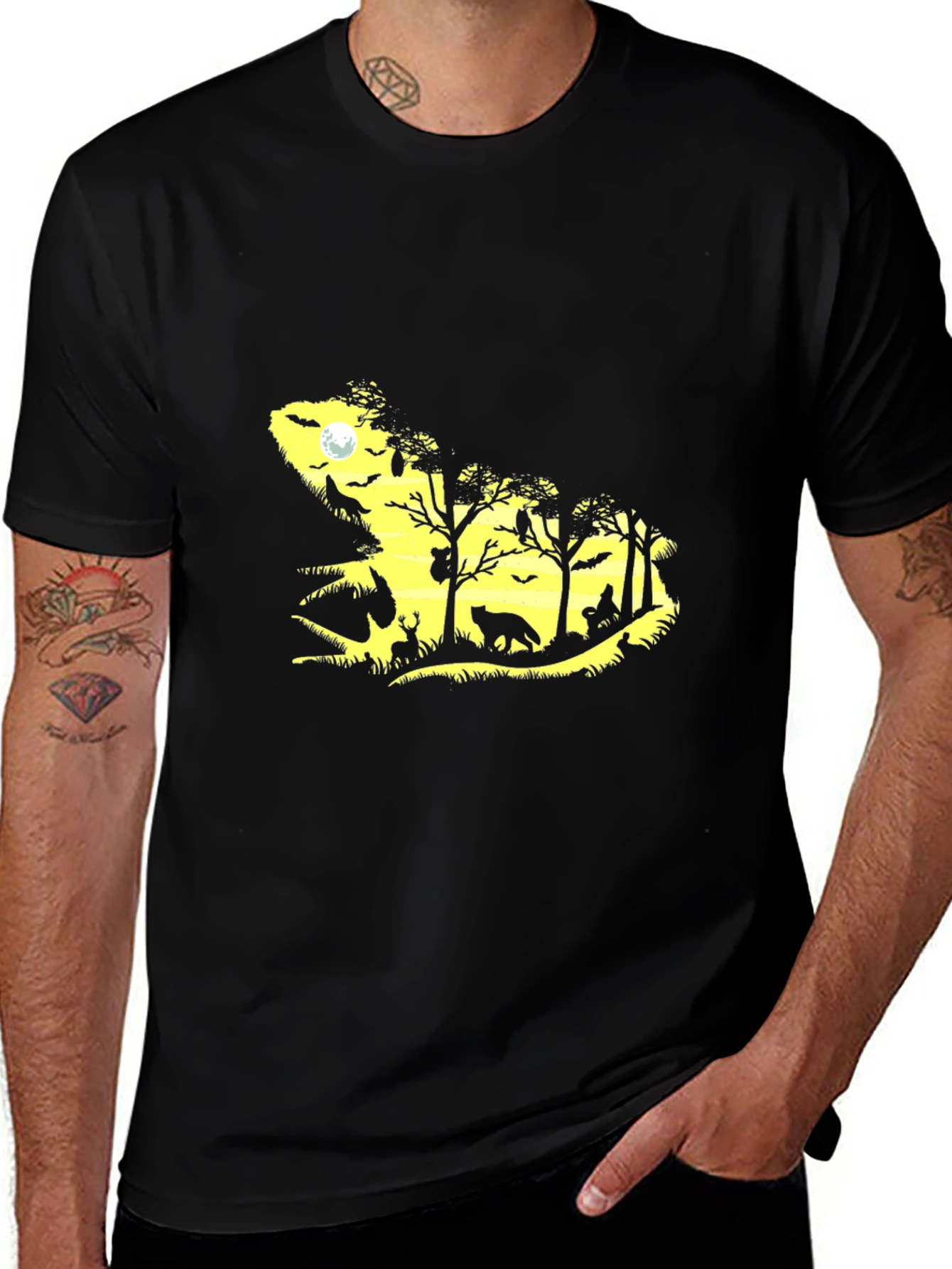 Nature Silhouette Graphic Tee - Black T-Shirt