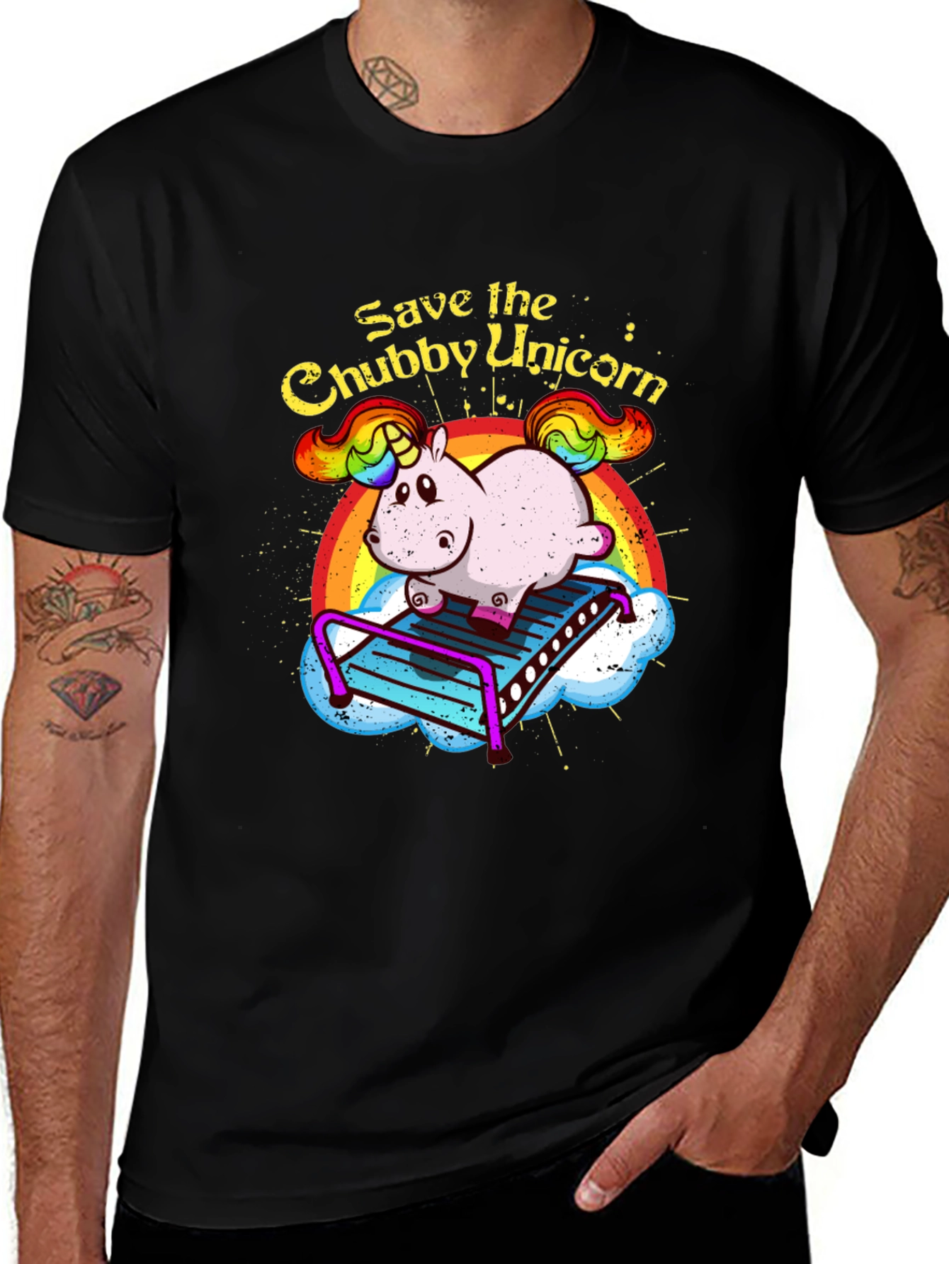 Variant 26 of Save the Chubby Unicorn Black T-Shirt