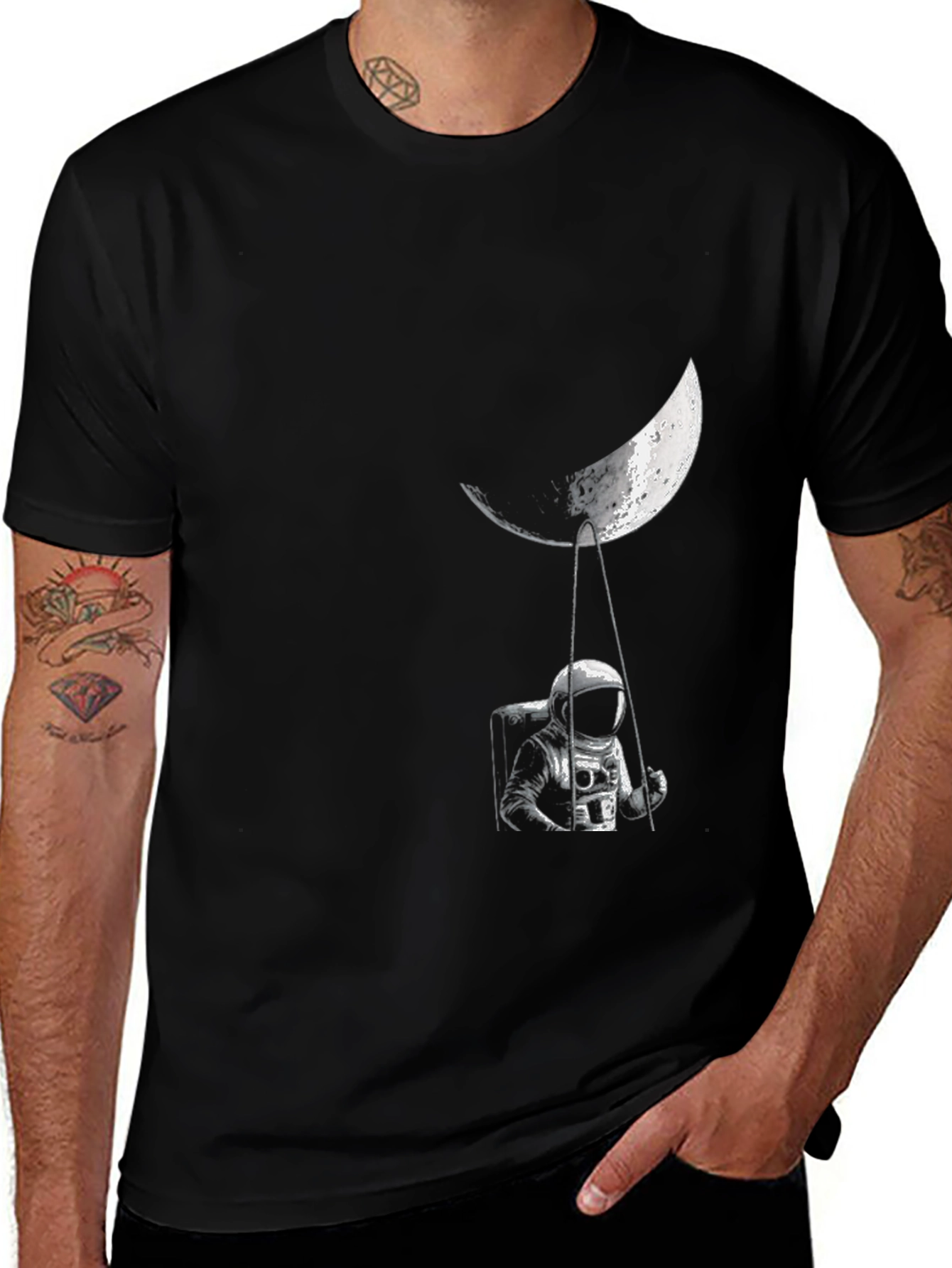 Variant 22 of Astronaut on Moon Swing Graphic T-Shirt