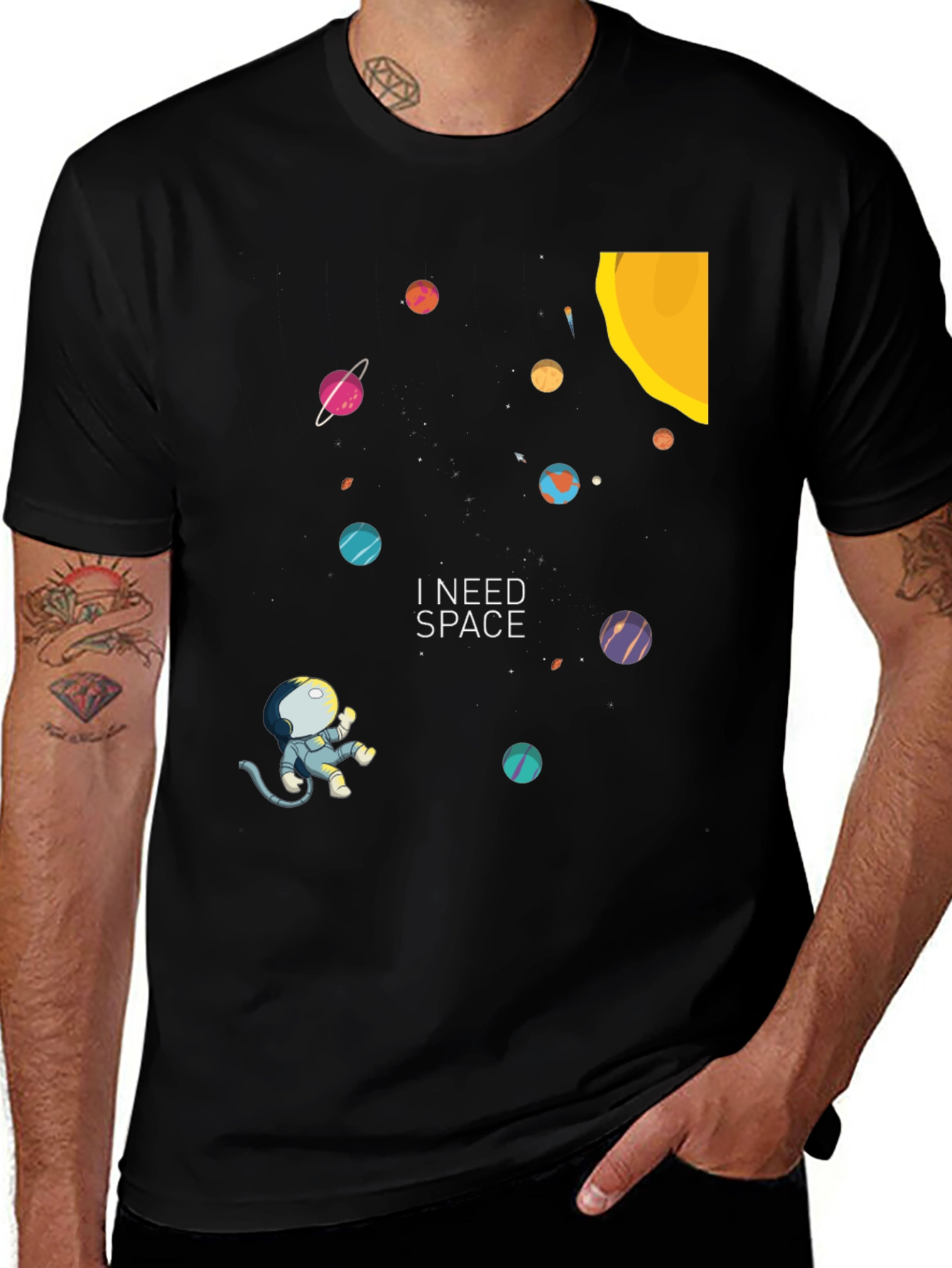 I Need Space Graphic Tee - Black Cotton Comfort