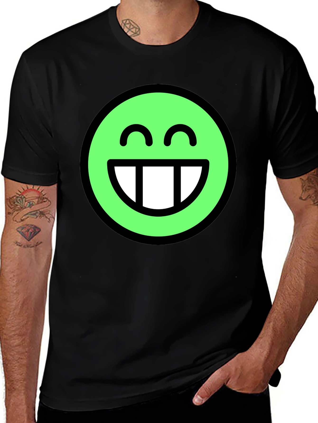 Variant 3 of Funky Grin Graphic Tee - Black Cotton Blend