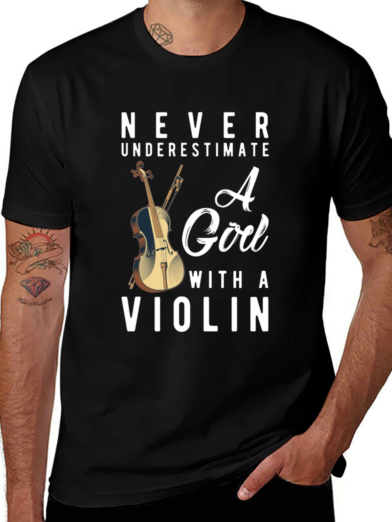 Variant 13 of Never Underestimate A Girl With A Violin T-Shirt