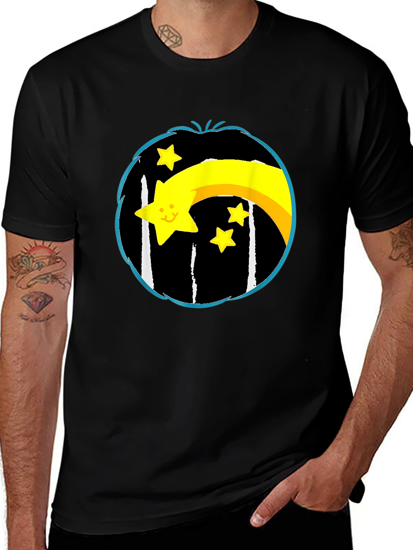 Variant 22 of Shooting Star Graphic Tee - Black Cotton Blend