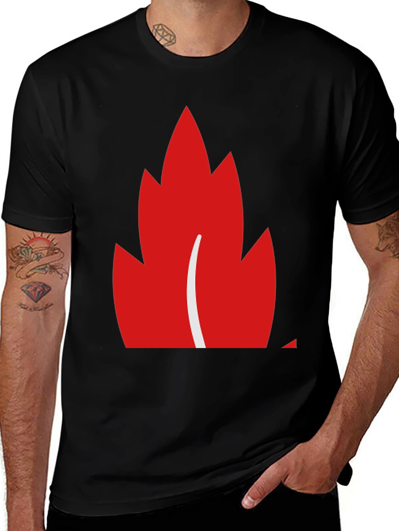 Black Maple Leaf Graphic Tee - Black Casual Shirt main image