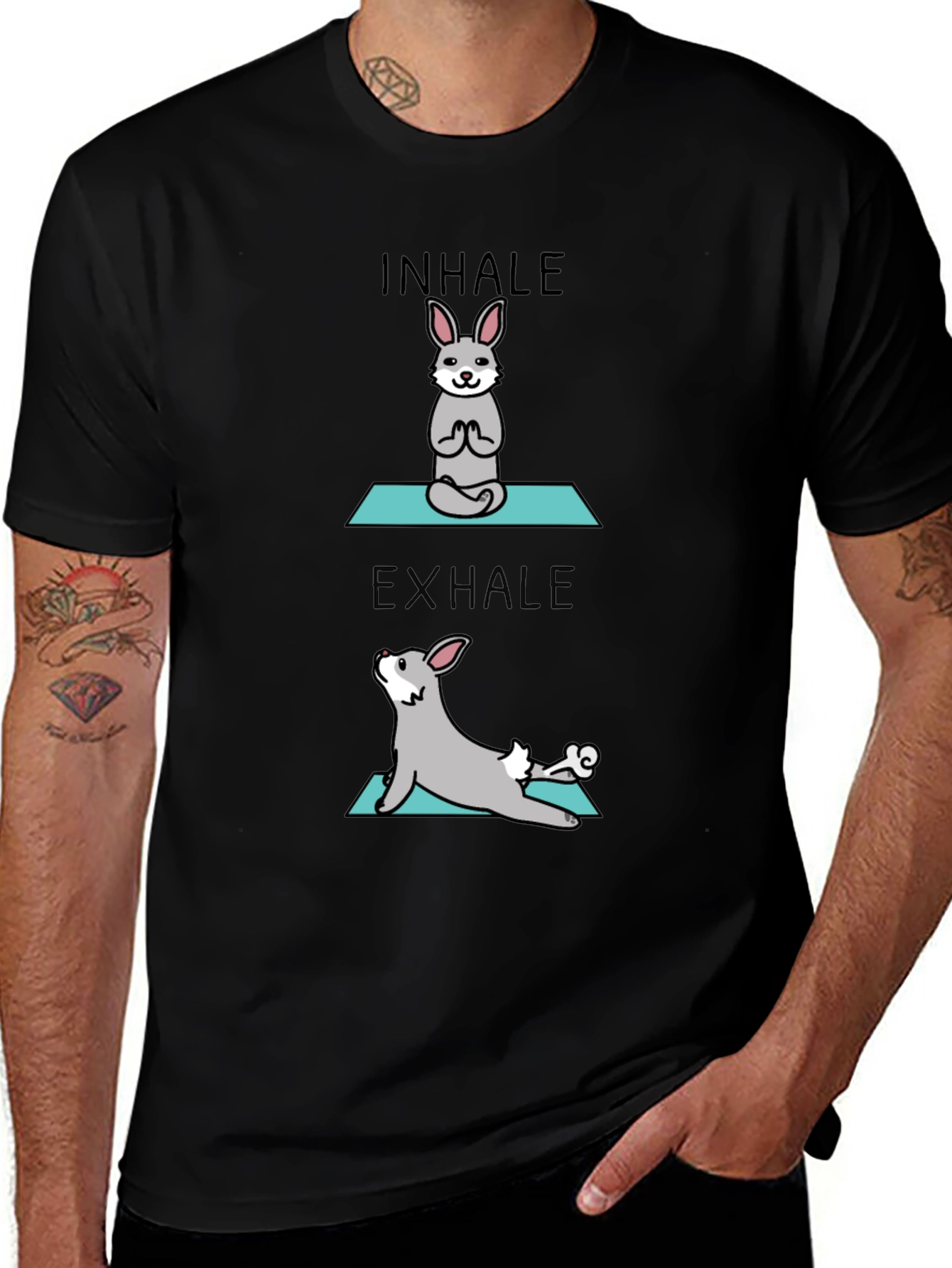 Variant 26 of Inhale Exhale Yoga Bunny Black T-Shirt