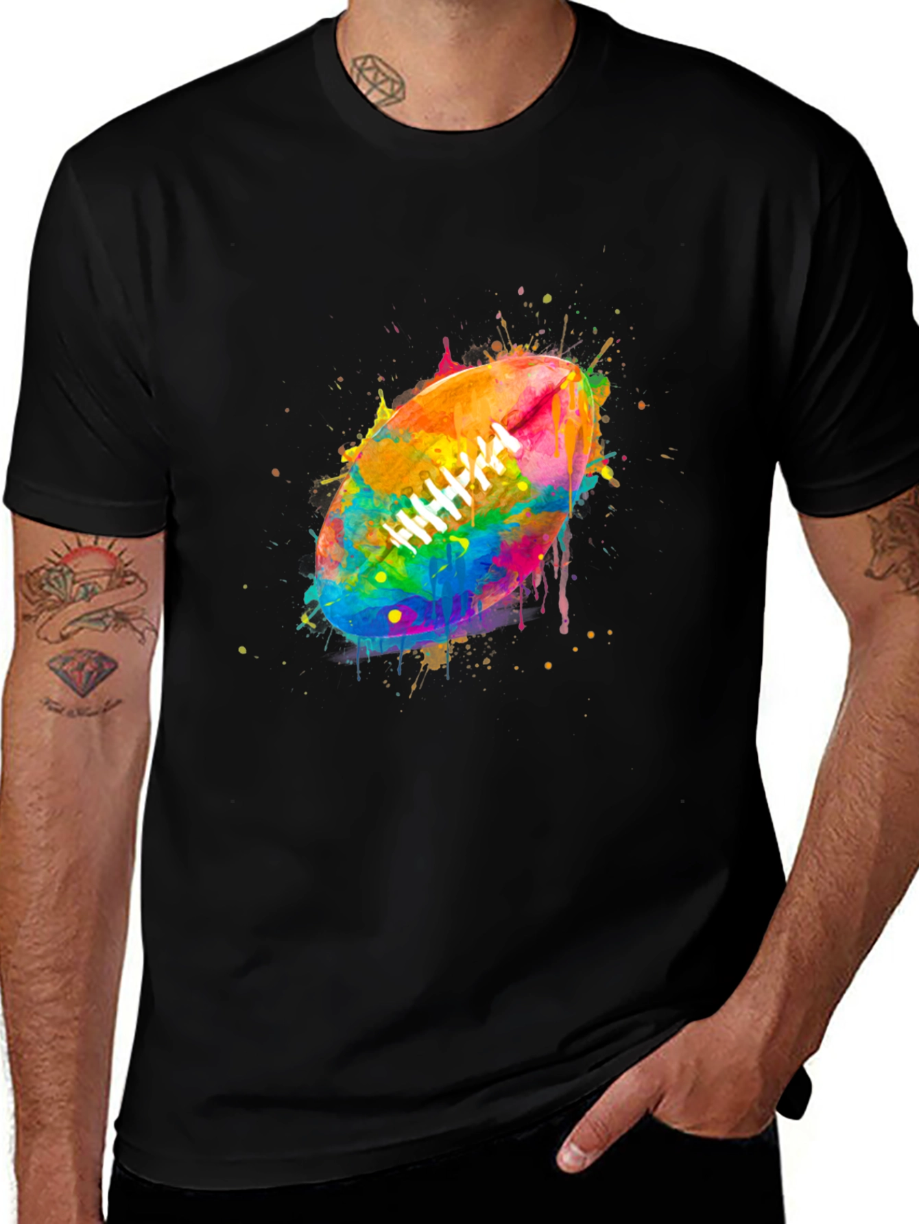 Variant 26 of Colorful Football Watercolor Graphic Tee