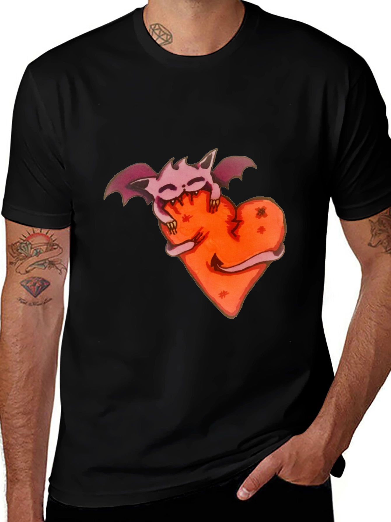 Variant 29 of Cute Bat Heart T-Shirt - Gothic Kawaii Tee