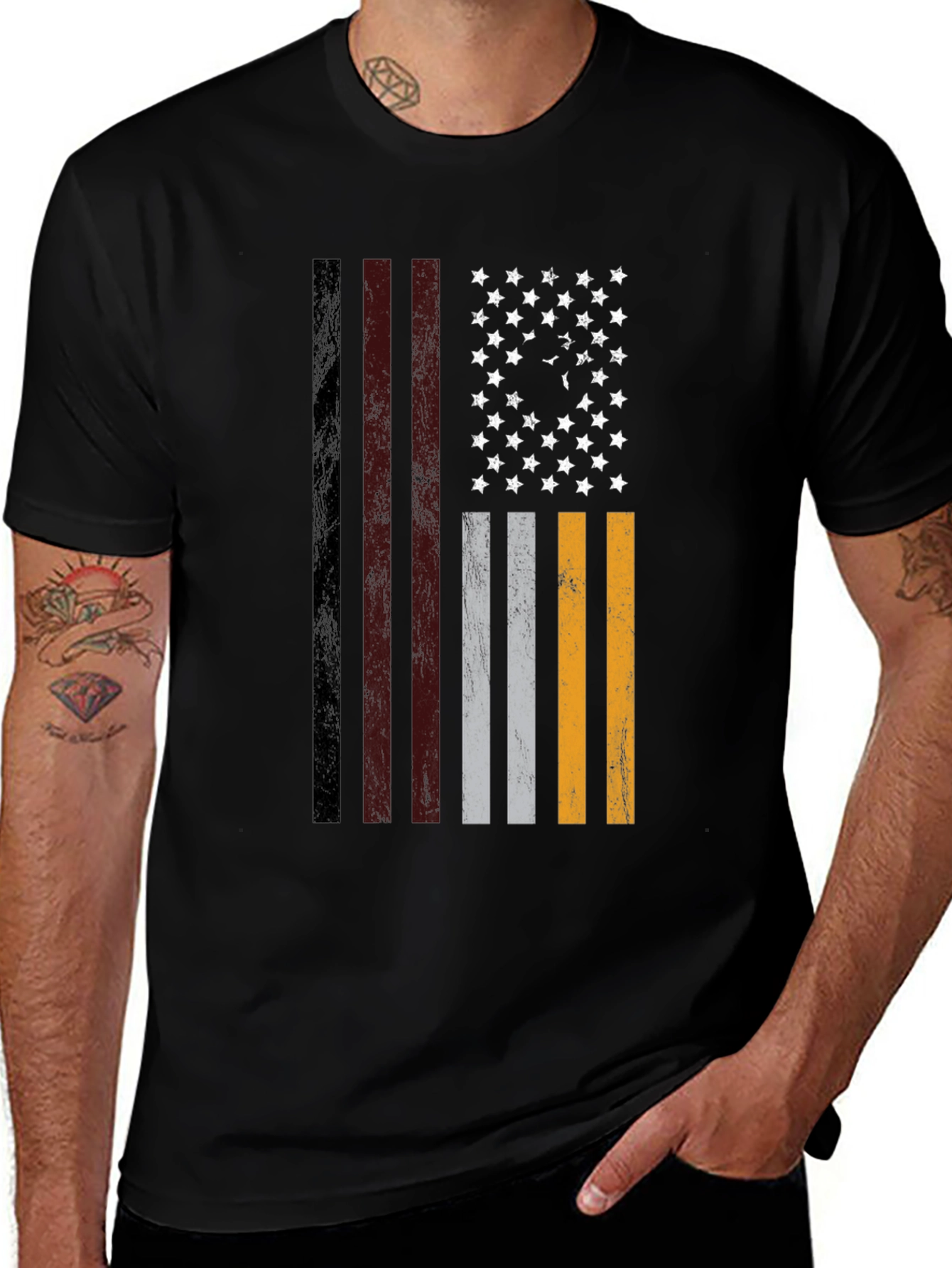 Variant 18 of Distressed American Flag Graphic T-Shirt